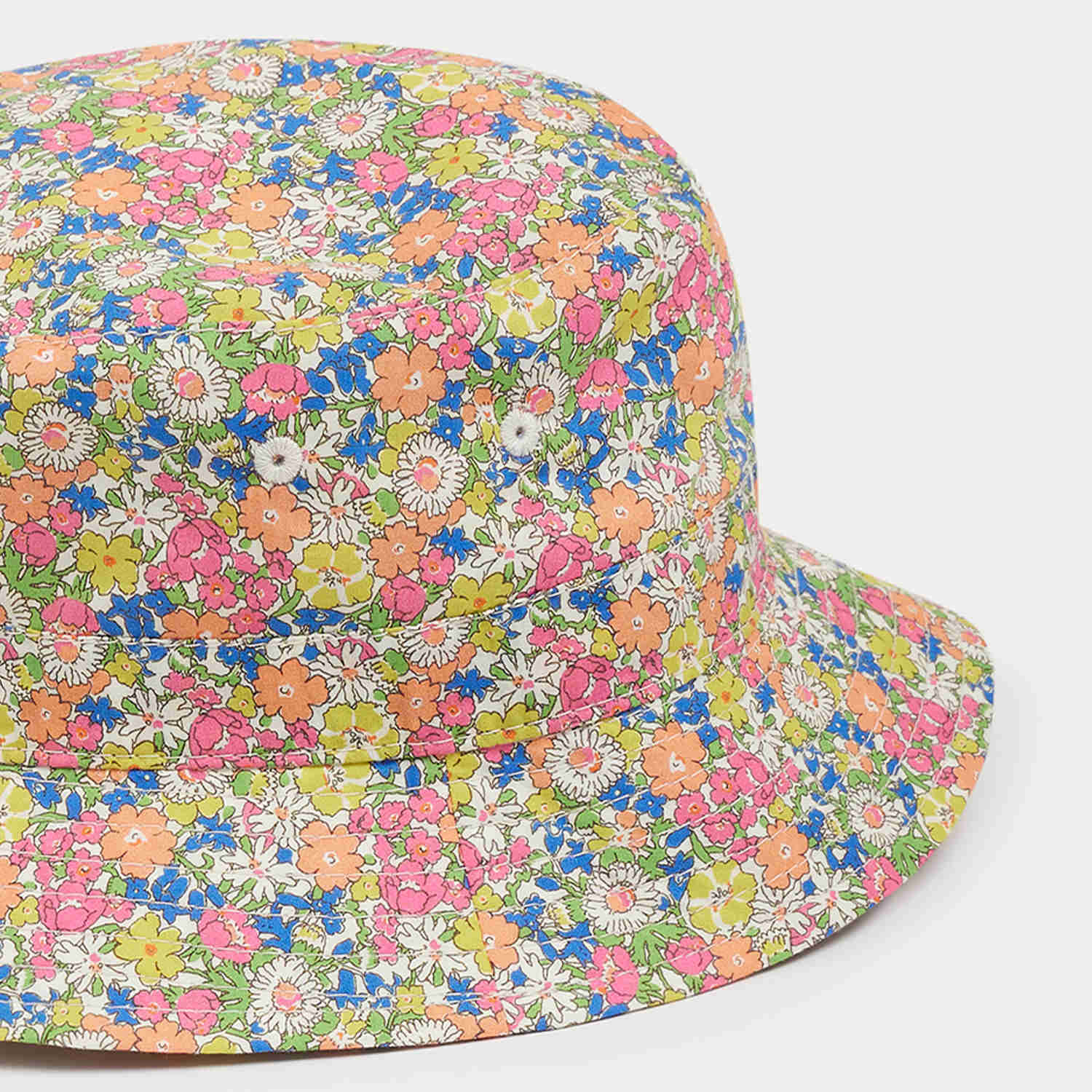 Girls Pink Floral Cotton Bucket Hat