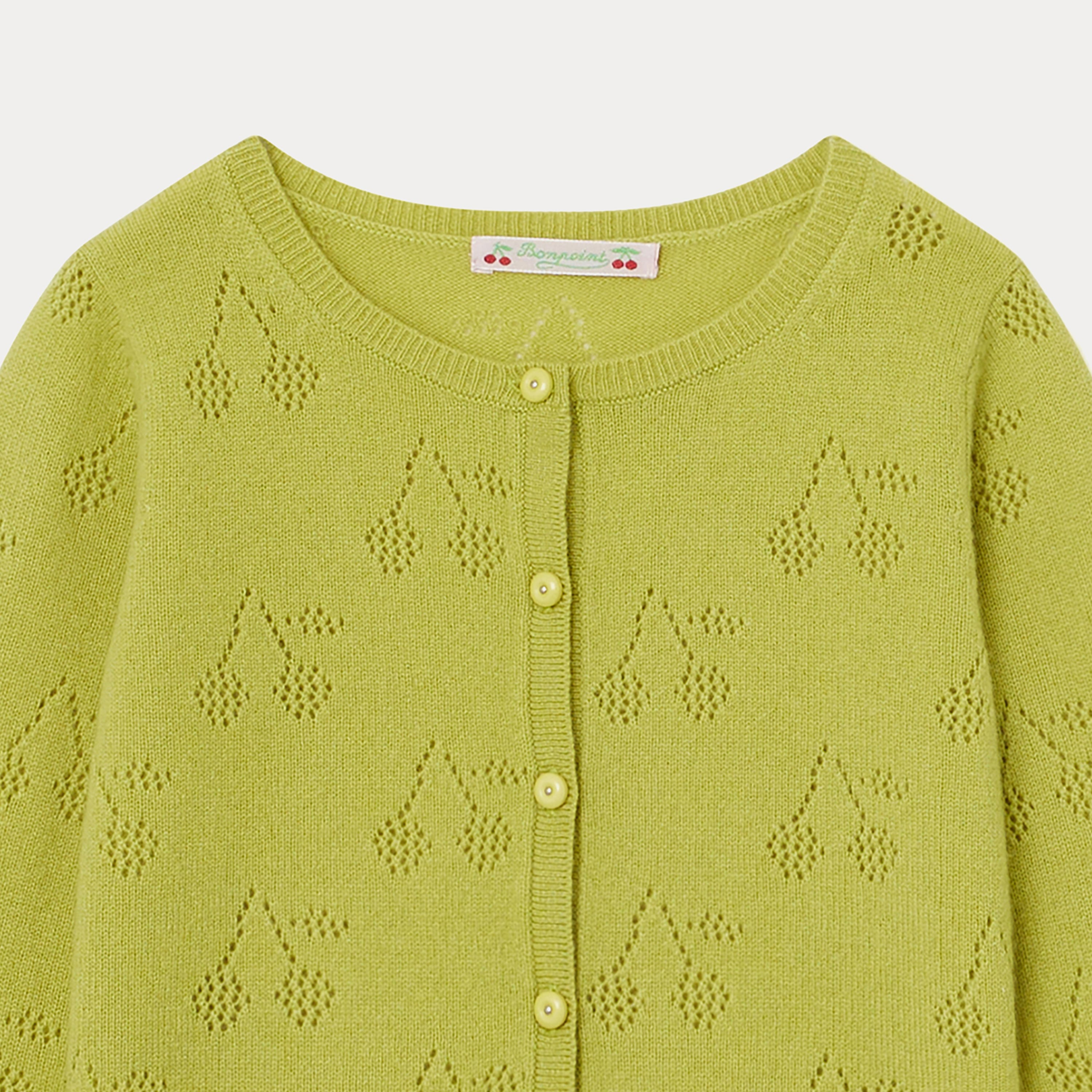 Girls Green Logo Cashmere Cardigan