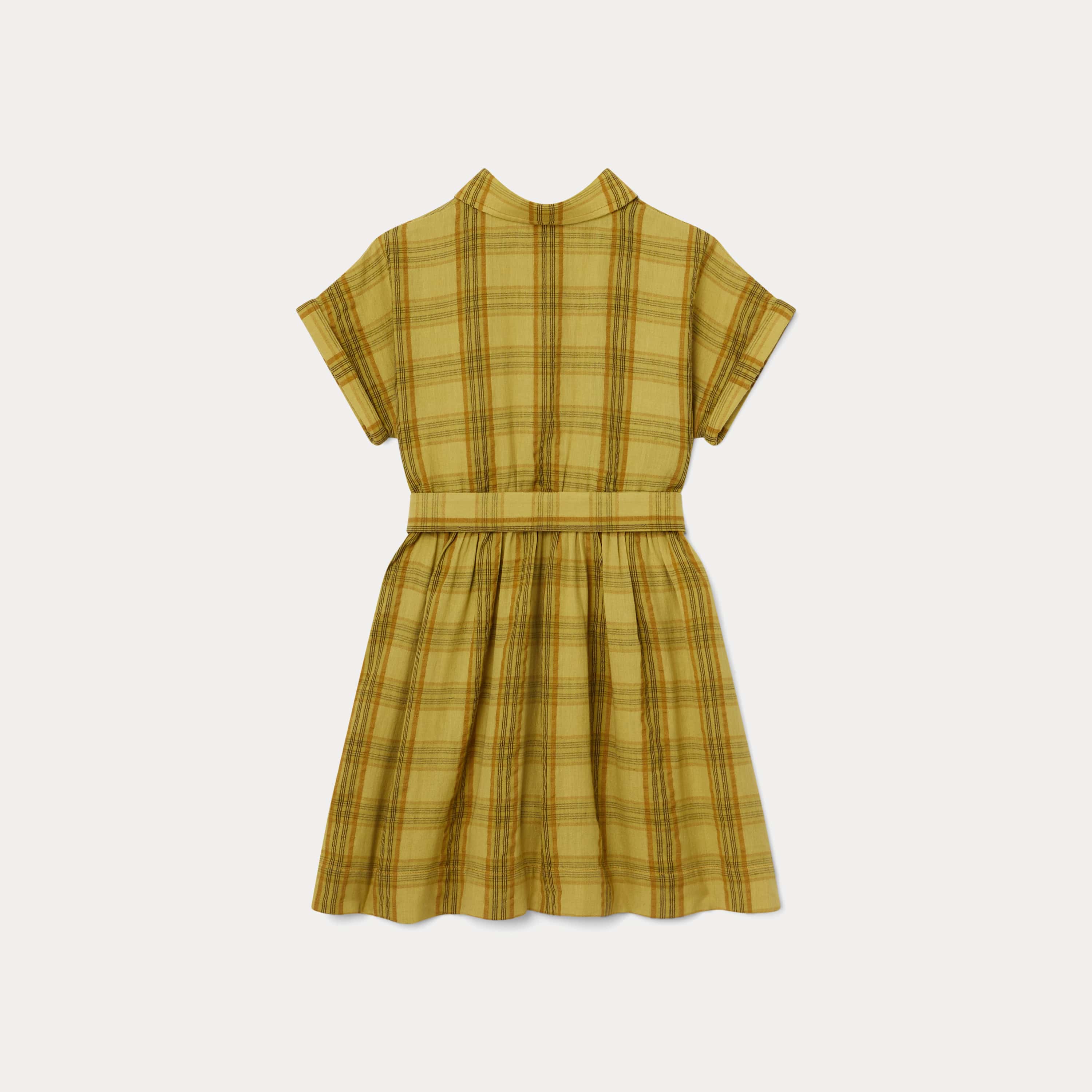 Girls Yellow Check Cotton Dress