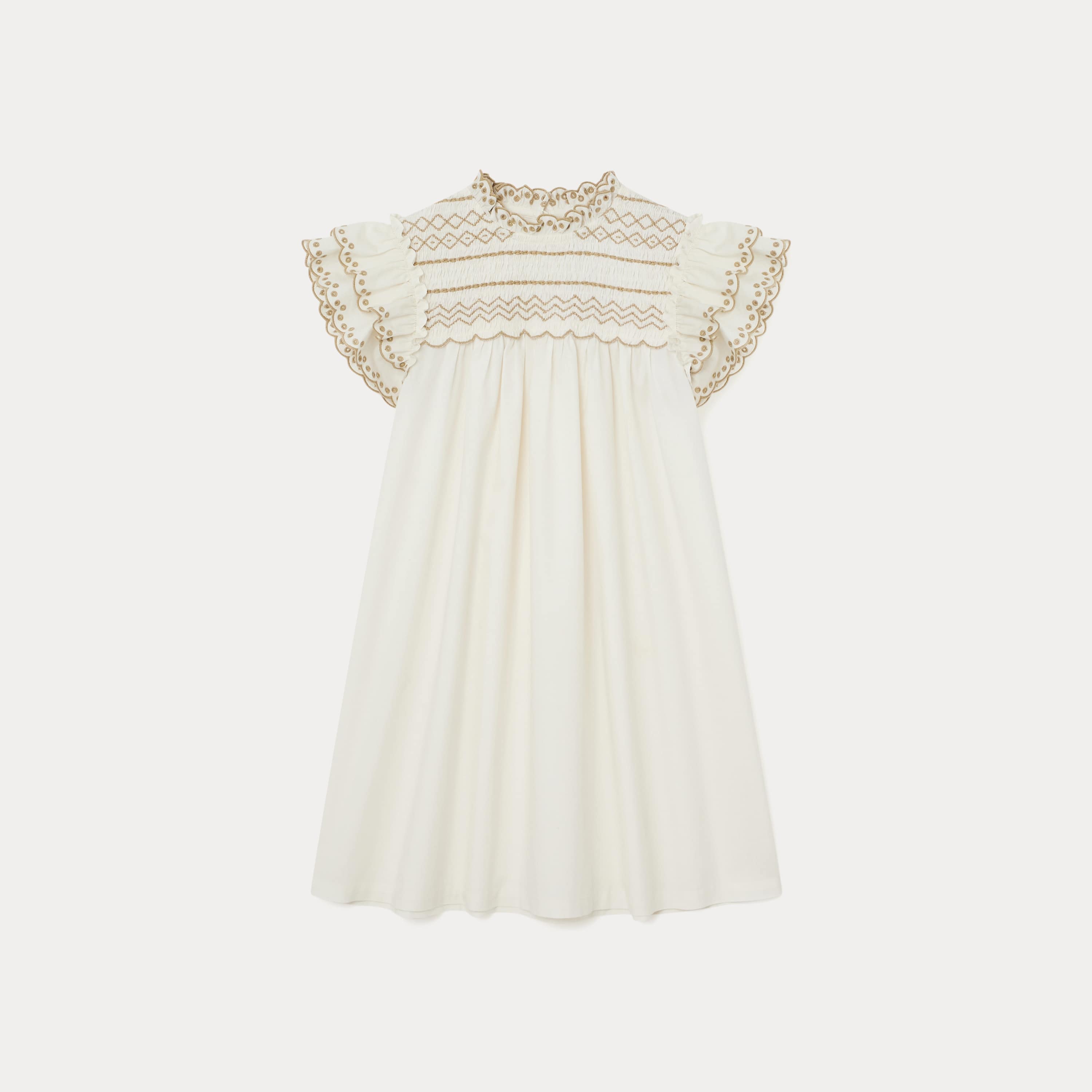 Girls White Embroidered Cotton Dress