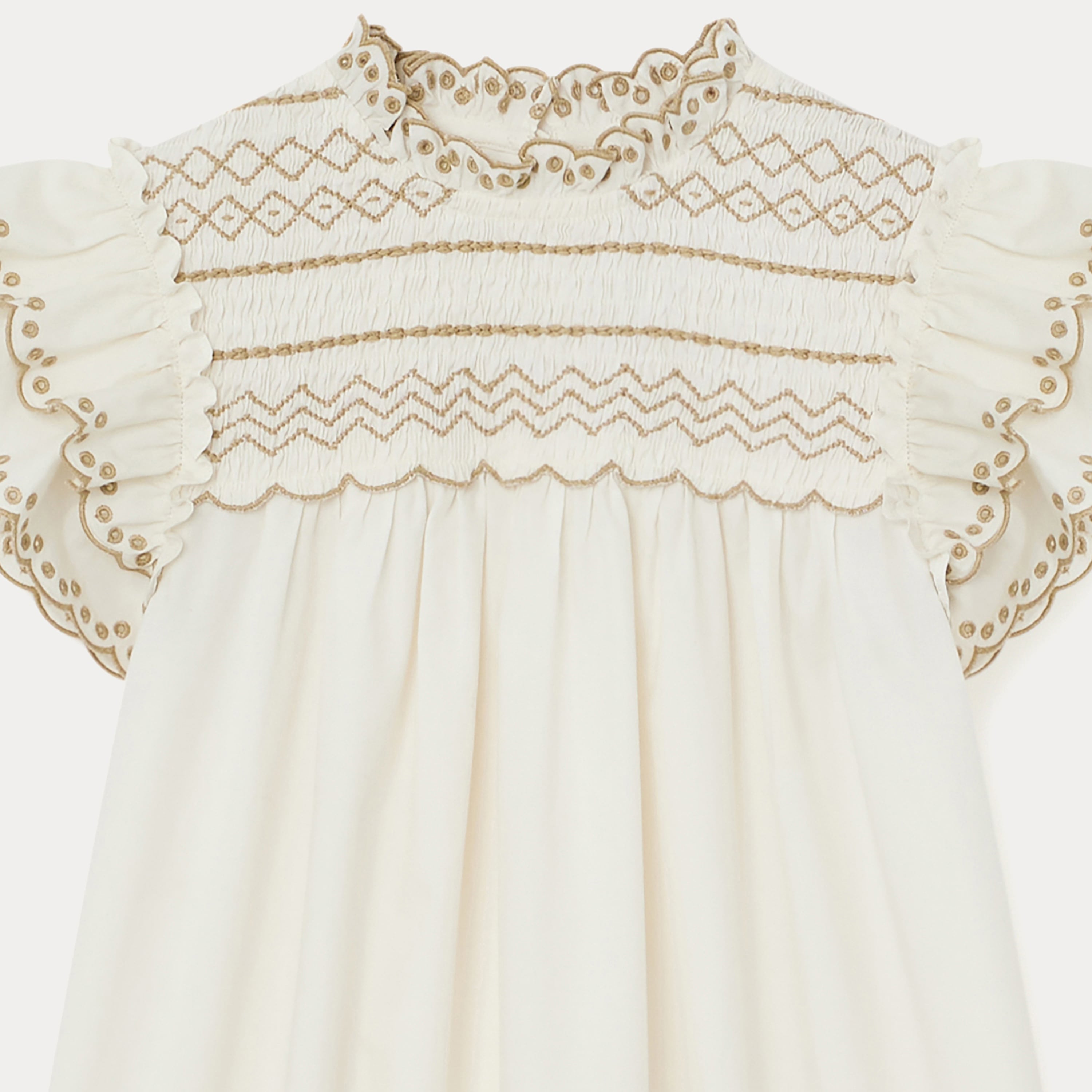 Girls White Embroidered Cotton Dress