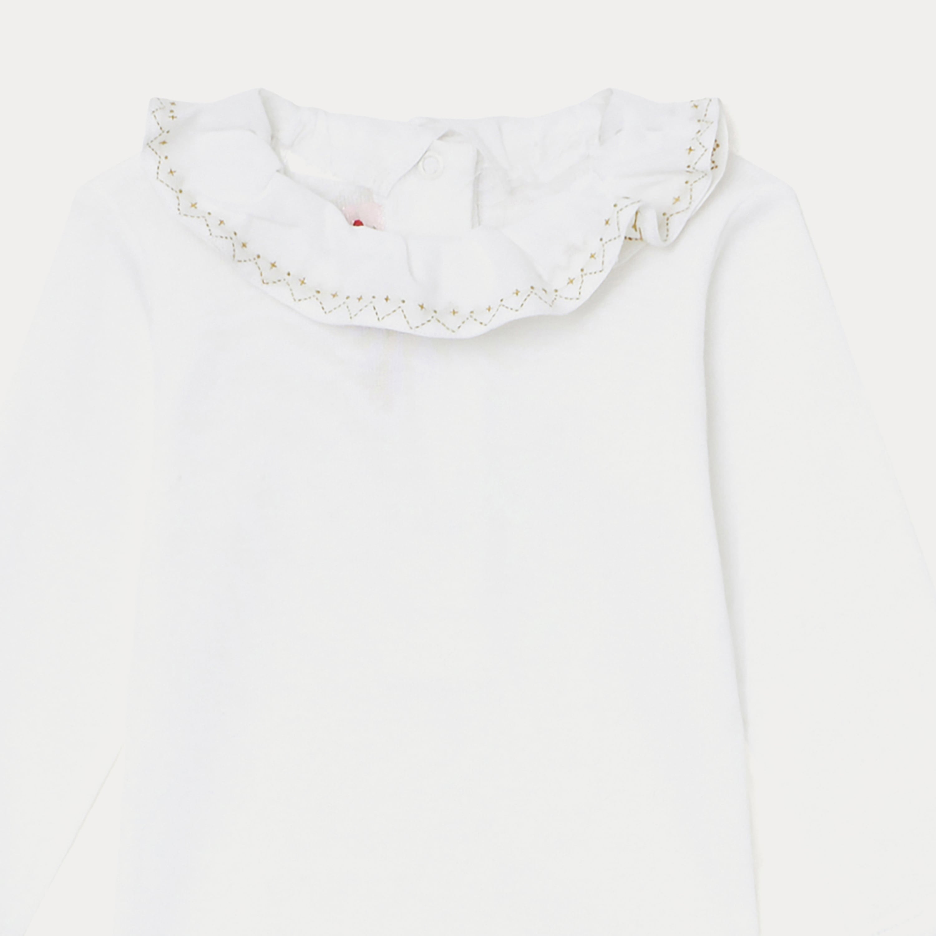 Baby Girls White Ruffle Cotton Babysuit