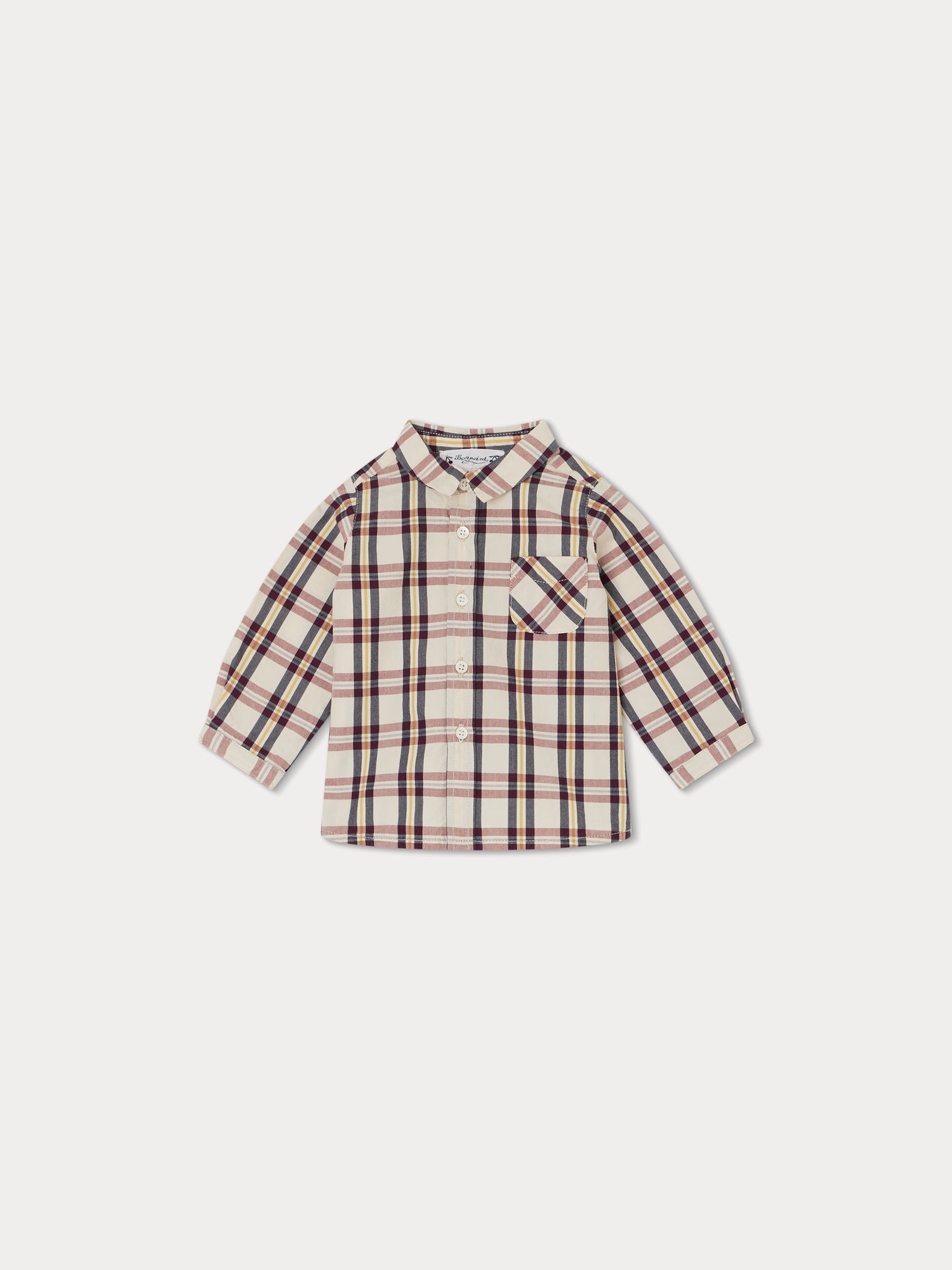 Baby Boys Beige Check Cotton Shirt