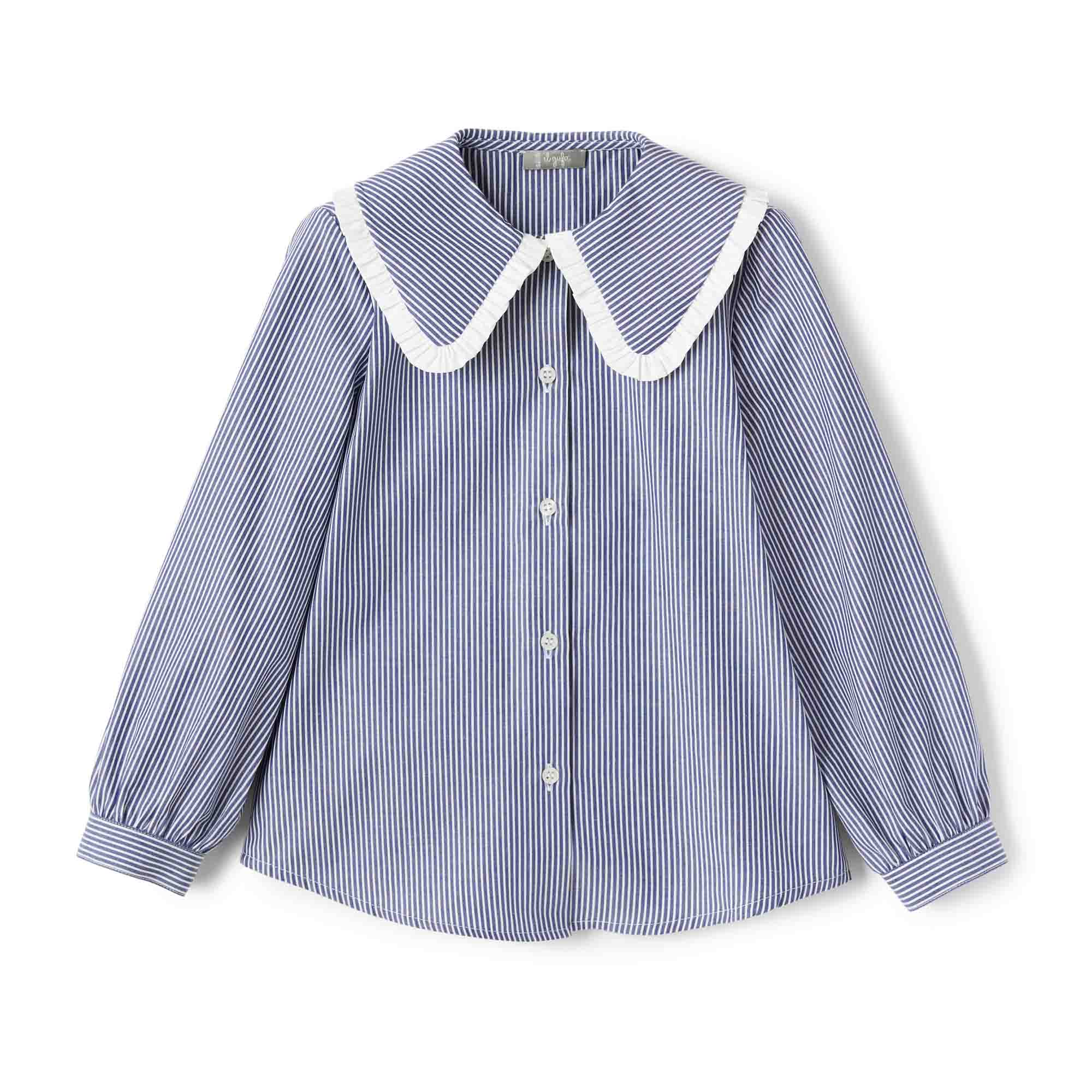 Girls Blue Stripes Cotton Shirt