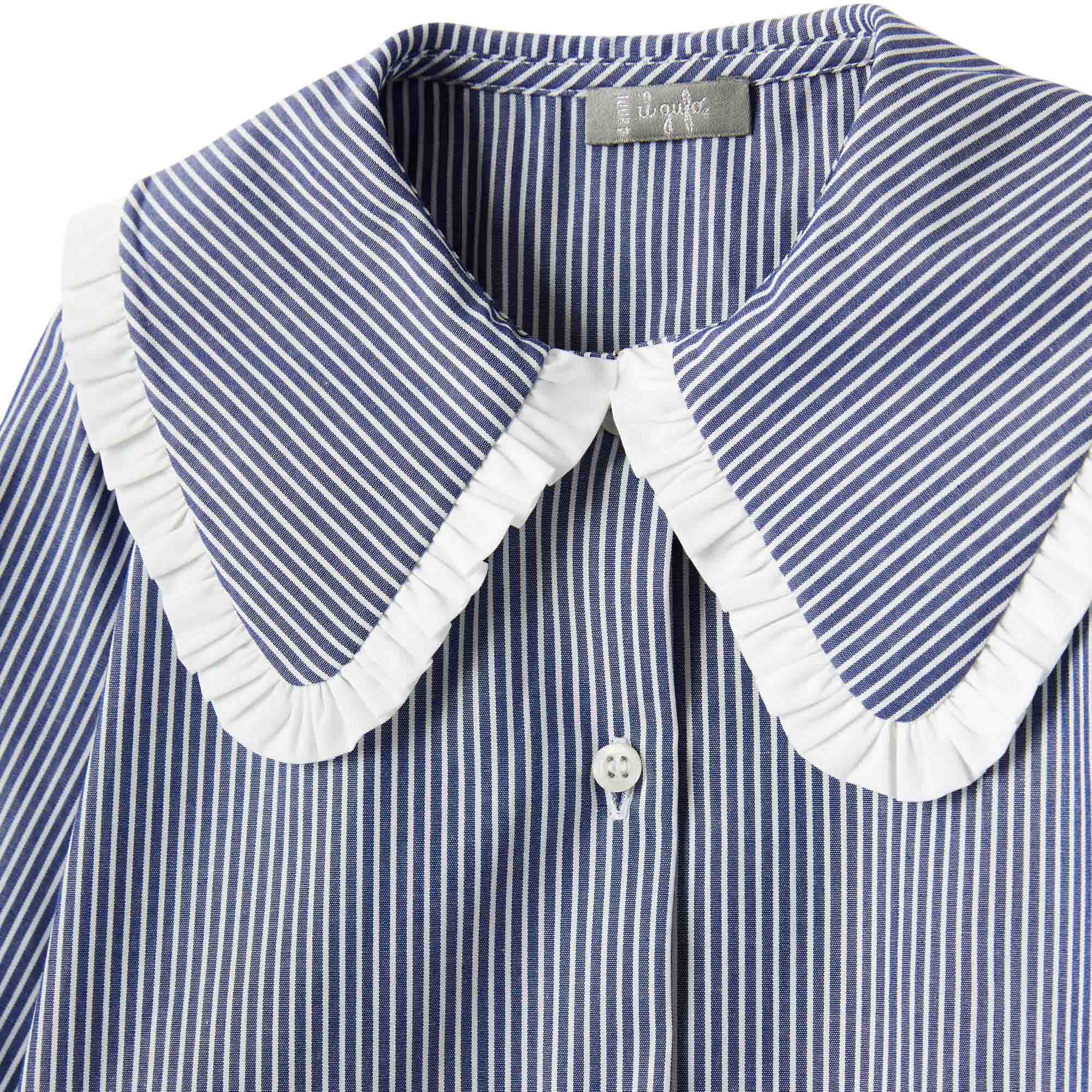 Girls Blue Stripes Cotton Shirt