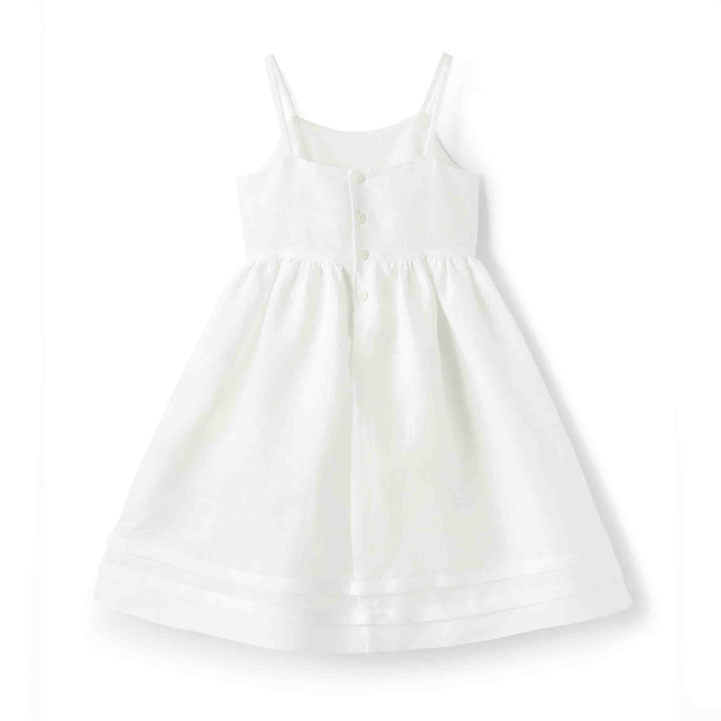 Girls White Flax Dress