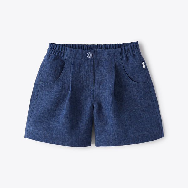 Girls Blue Linen Shorts