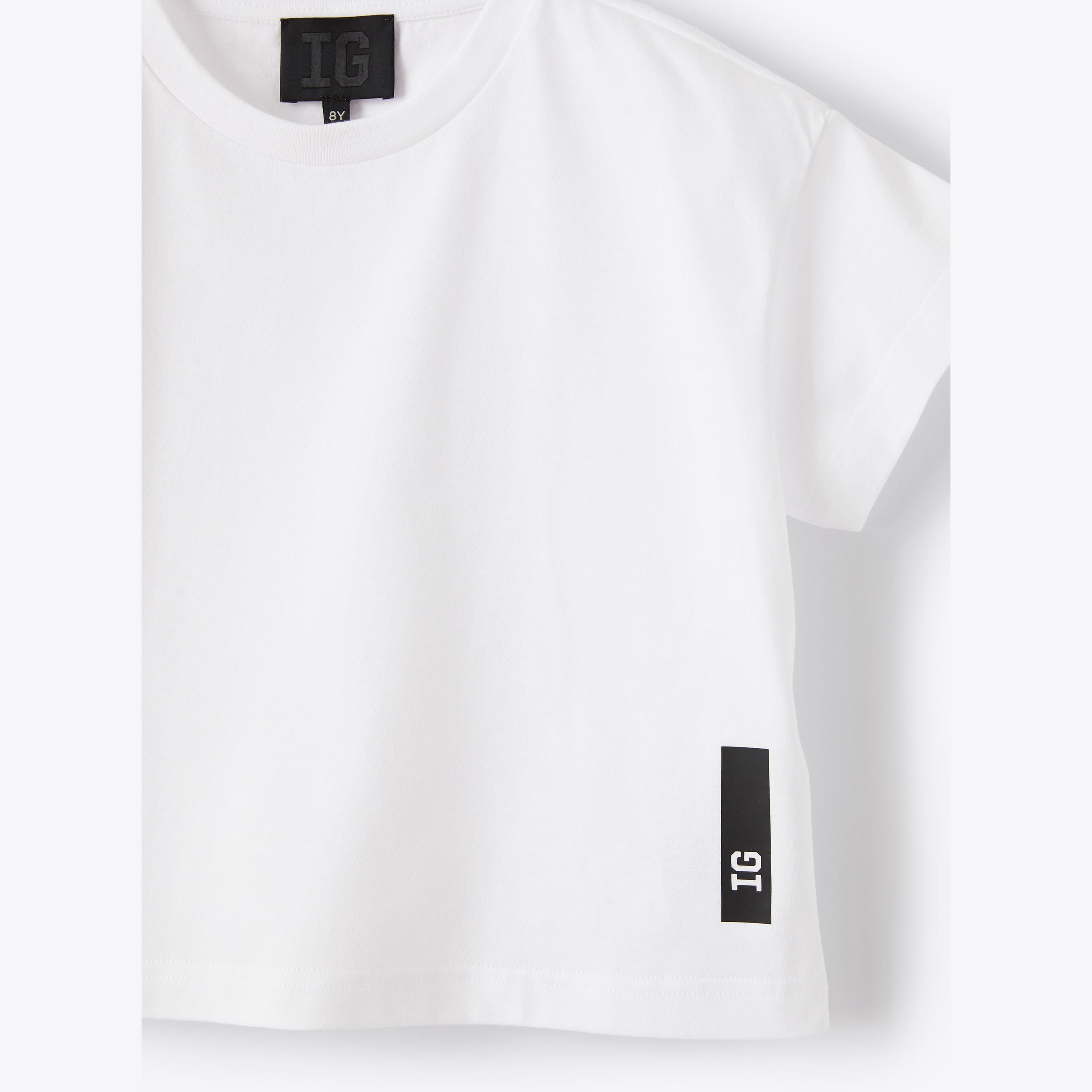 Girls White "IG" Cotton T-Shirt