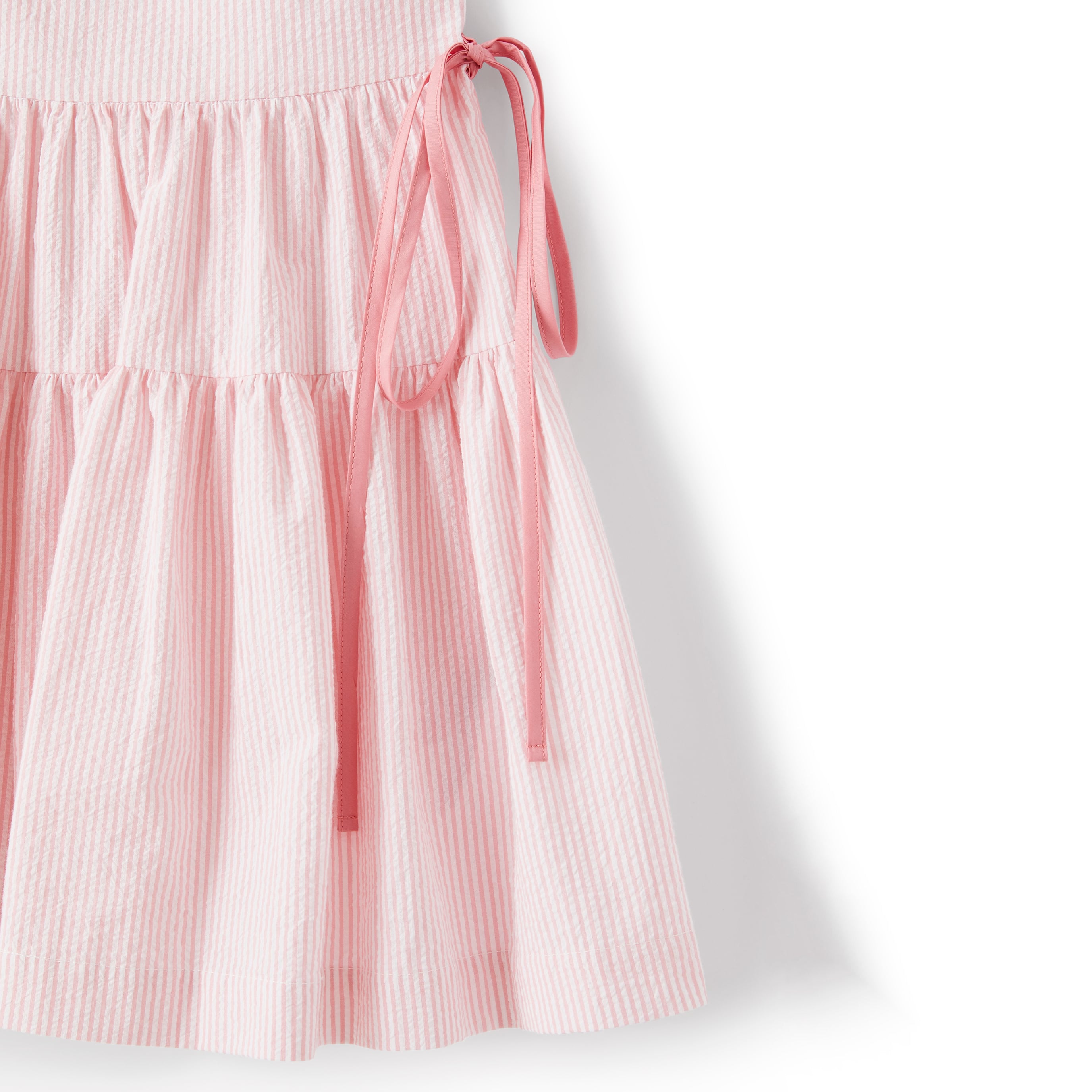 Girls Light Pink Stripes Cotton Dress