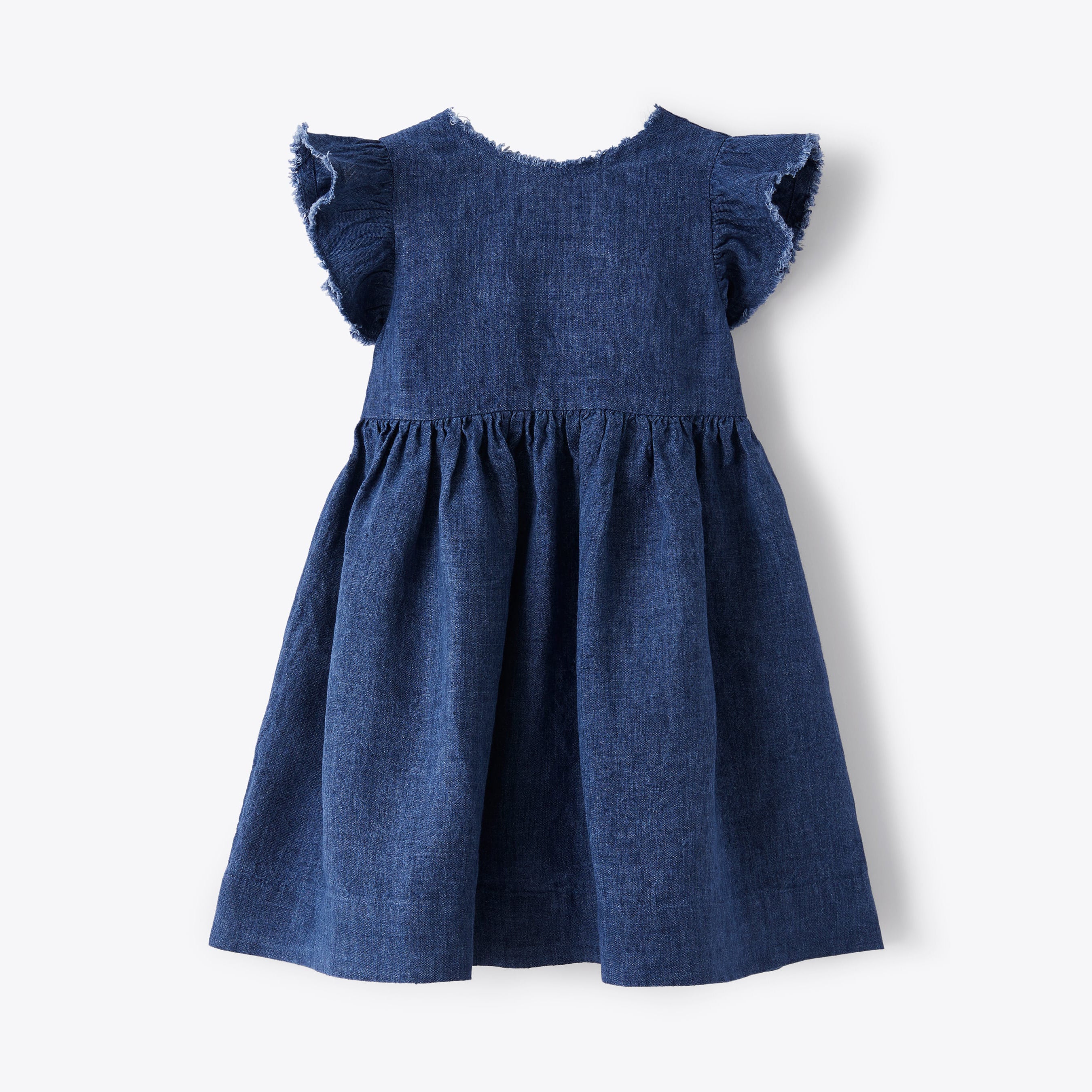 Girls Blue Linen Dress