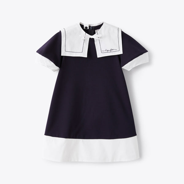 Girls Blue Removable Collar Dress