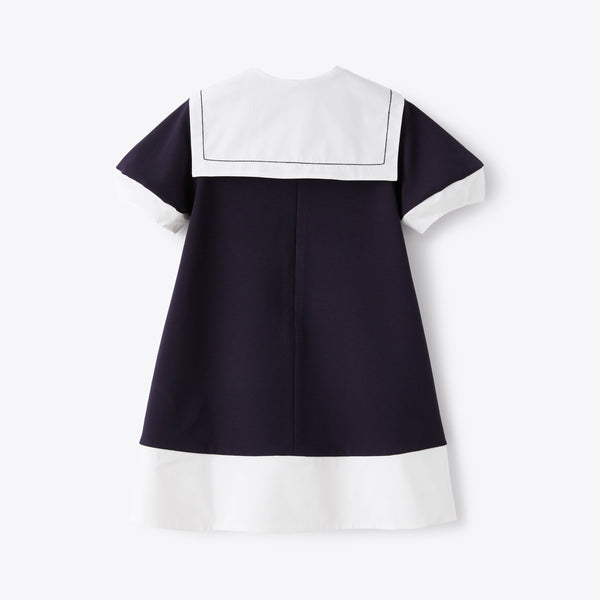 Girls Blue Removable Collar Dress
