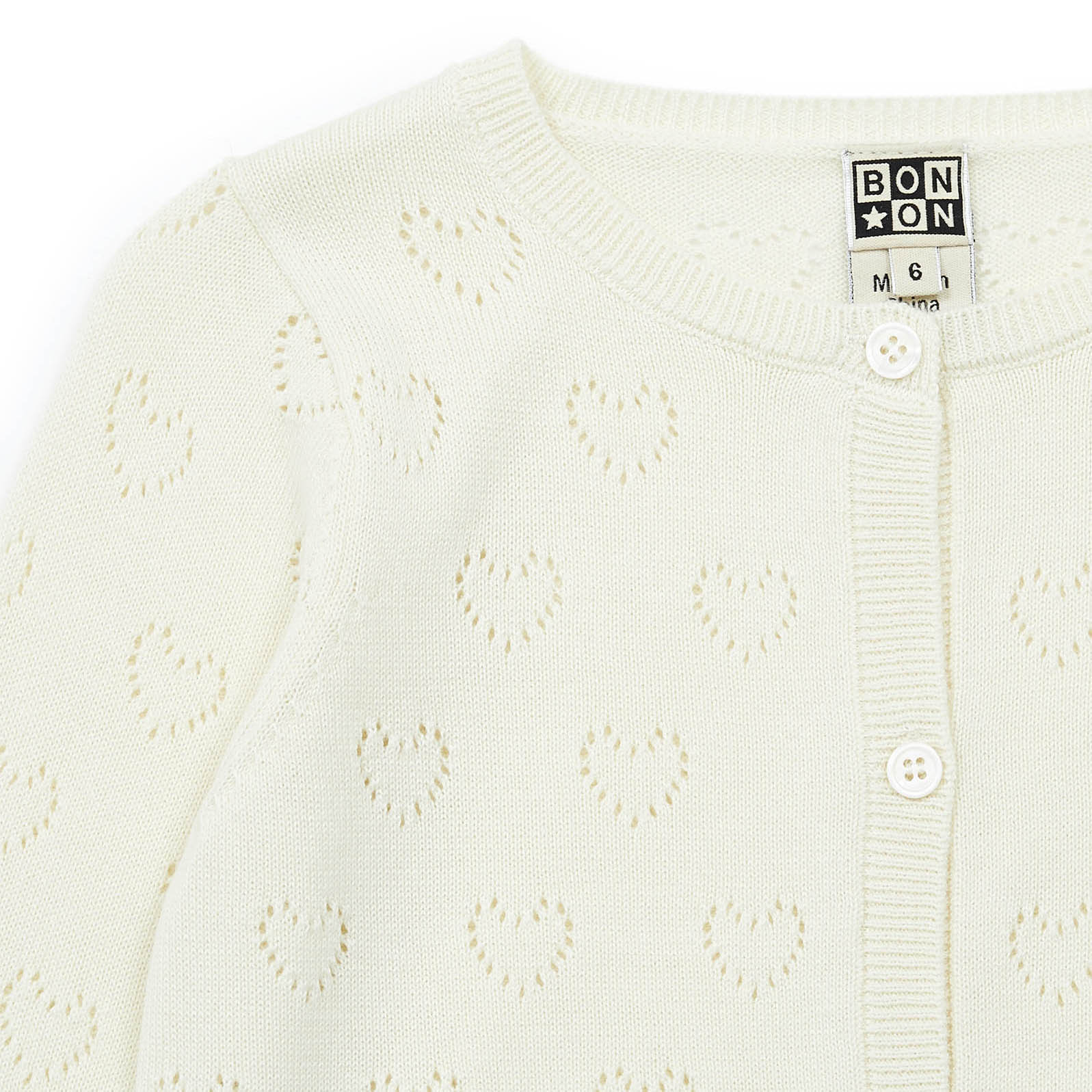 Girls White Heart Cardigan