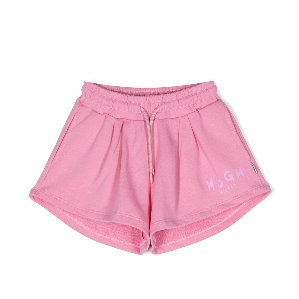 Girls Pink Logo Cotton Shorts