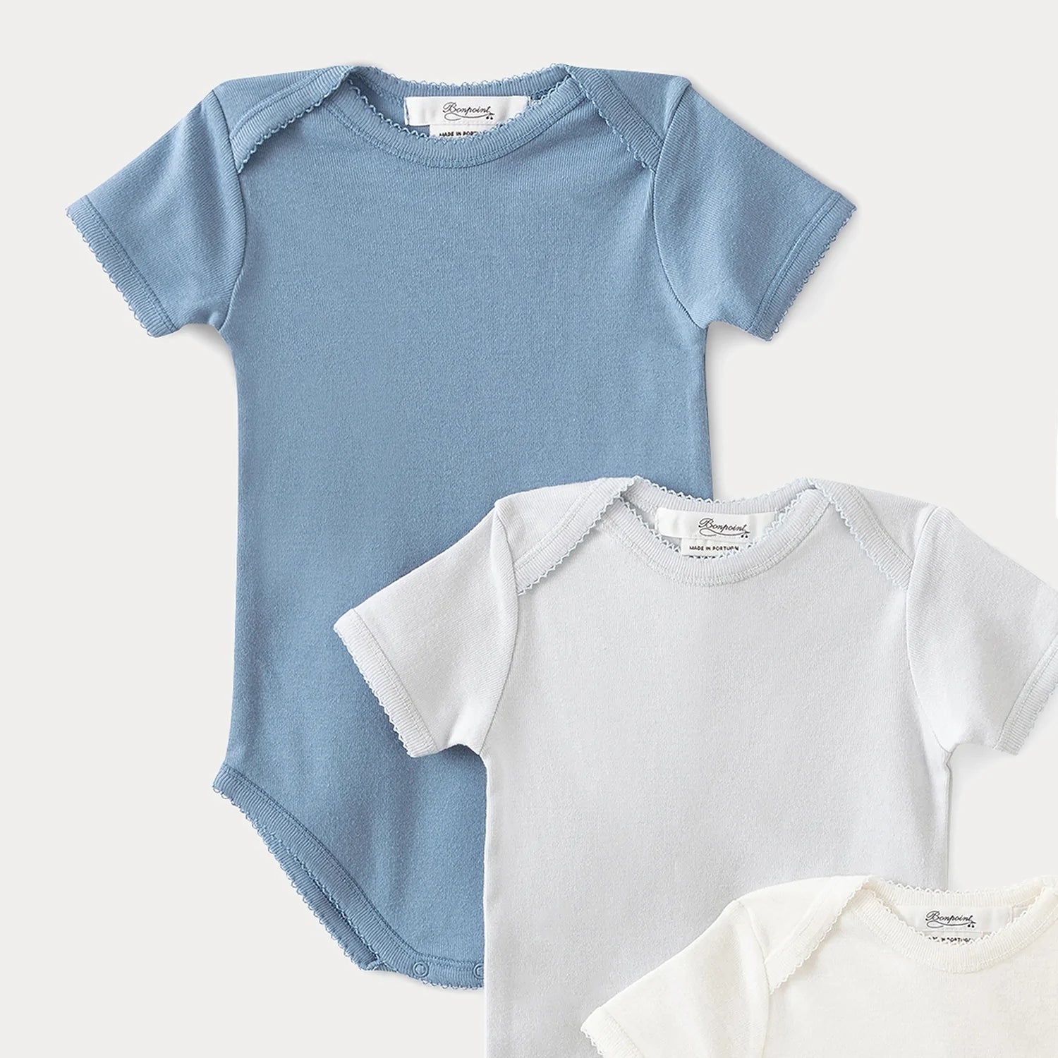 Baby Boys Blue Cotton Babysuit Set (3 Pack)