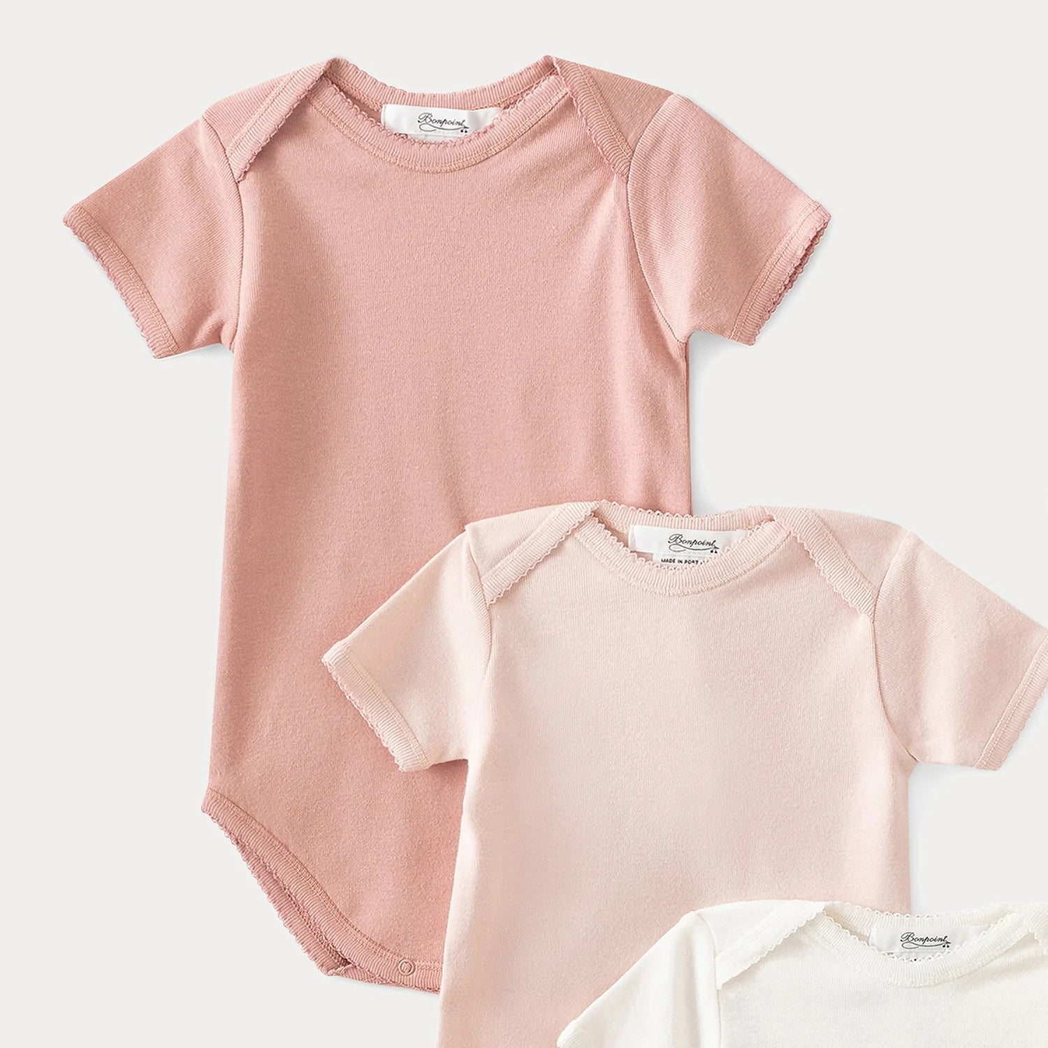 Baby Girls Pink Cotton Babysuit Set (3 Pack)