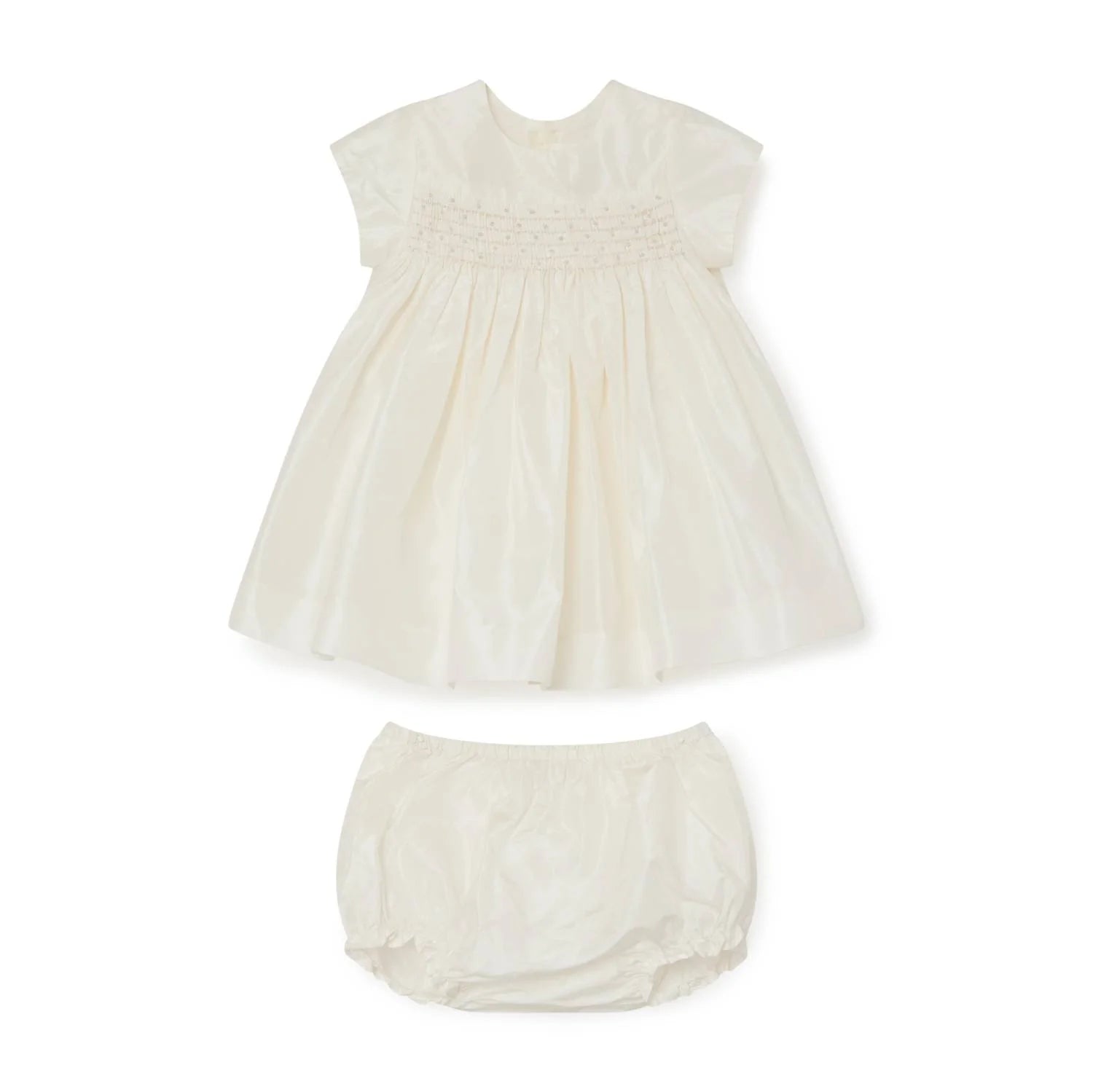 Baby Girls White Silk Dress Set