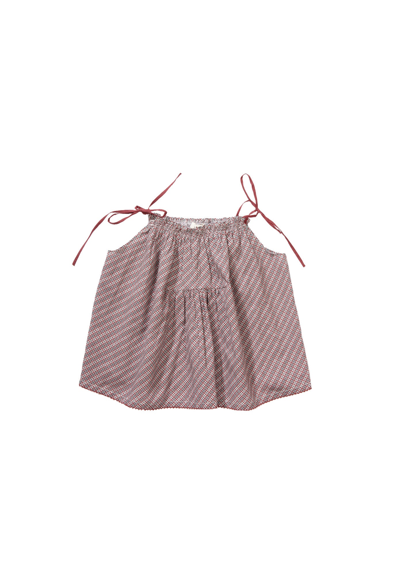 Girls Terracotta Checked Cotton Top
