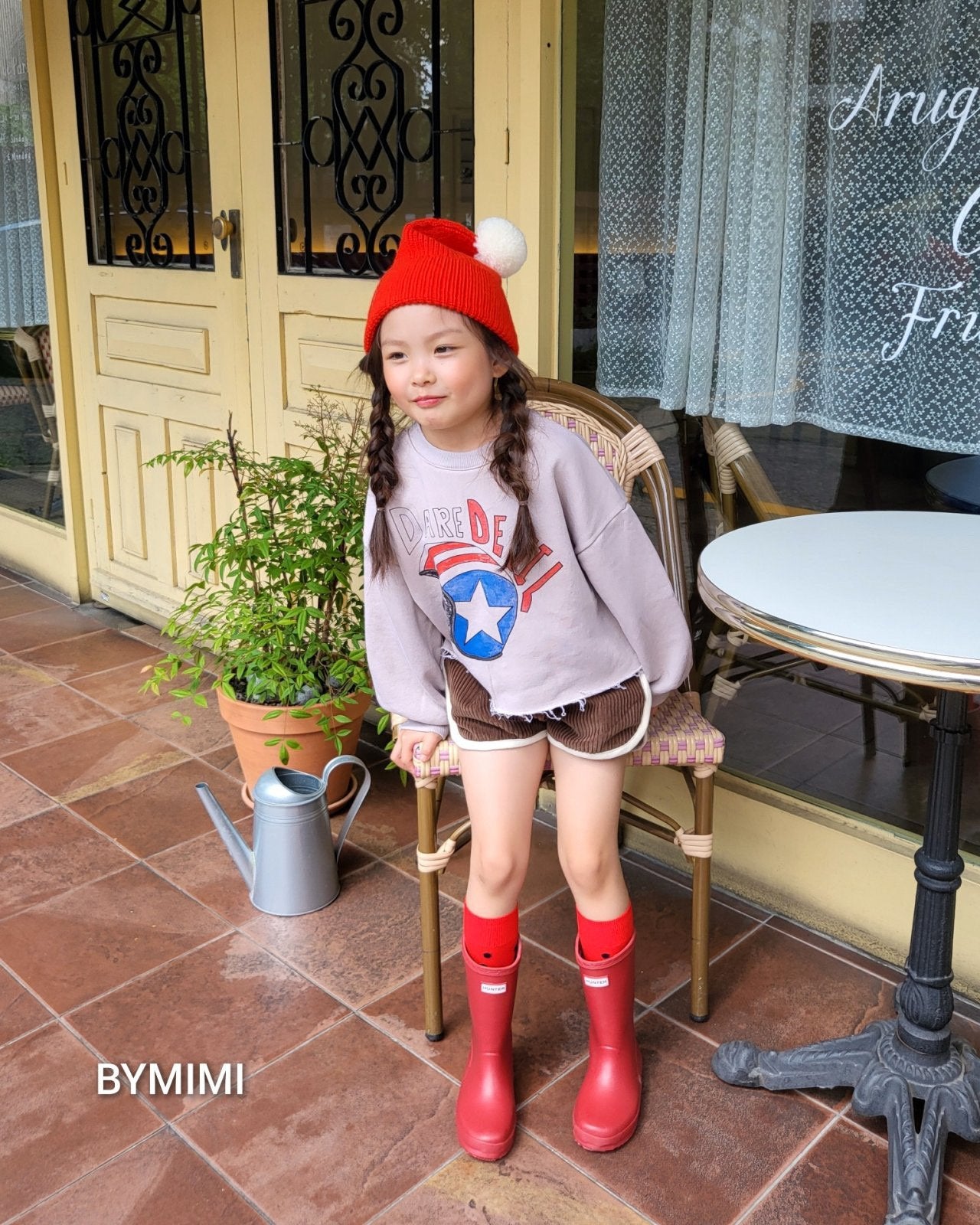 Girls Beige Printed Cotton Sweatshirt