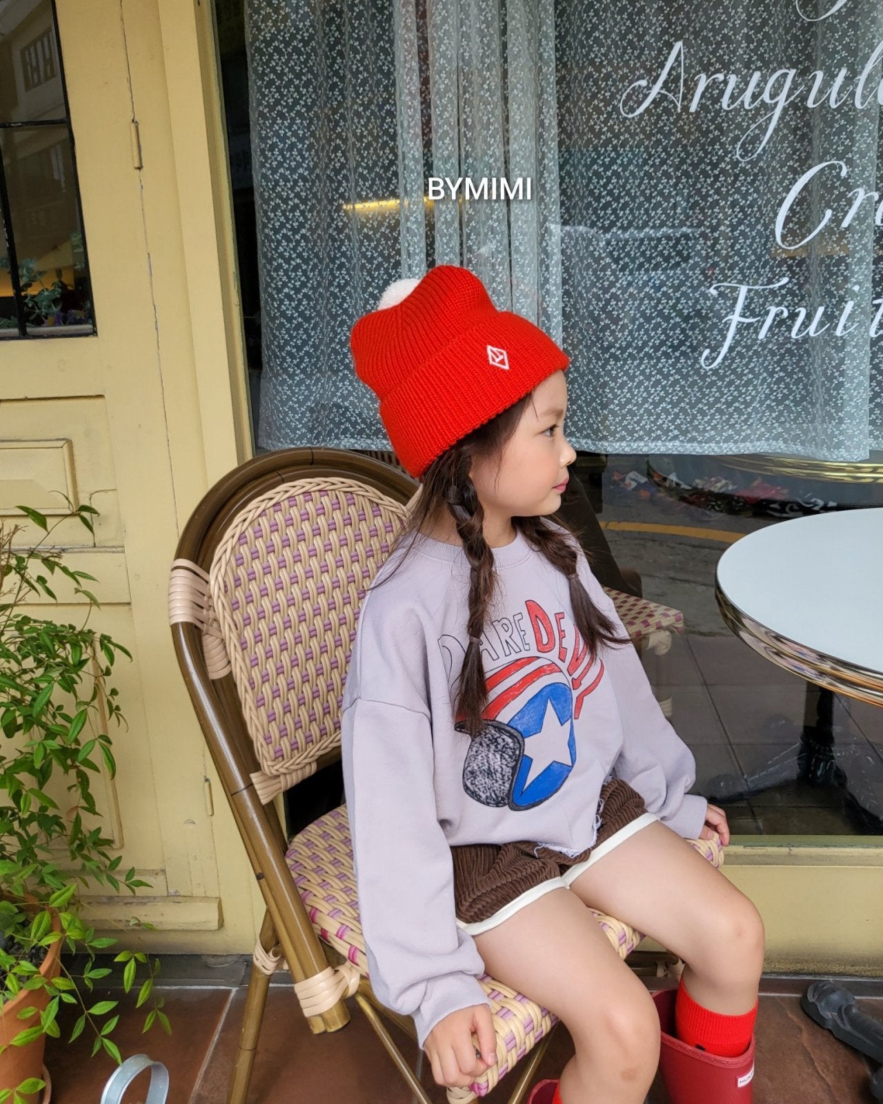 Girls Beige Printed Cotton Sweatshirt