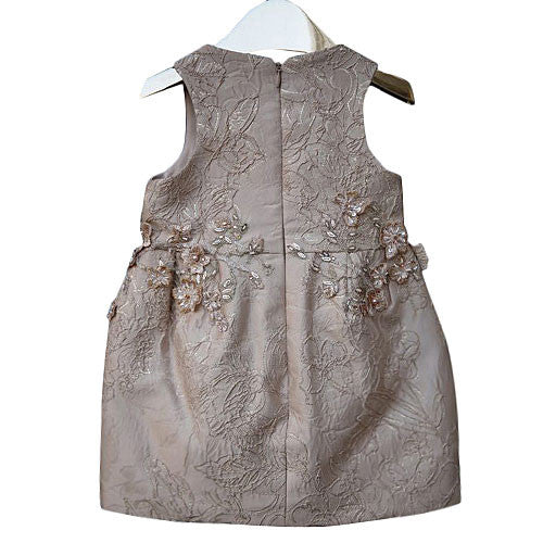 Girls Gold 'Magical beauty' Patch Embroidered Flower Trims Dress - CÉMAROSE | Children's Fashion Store - 3