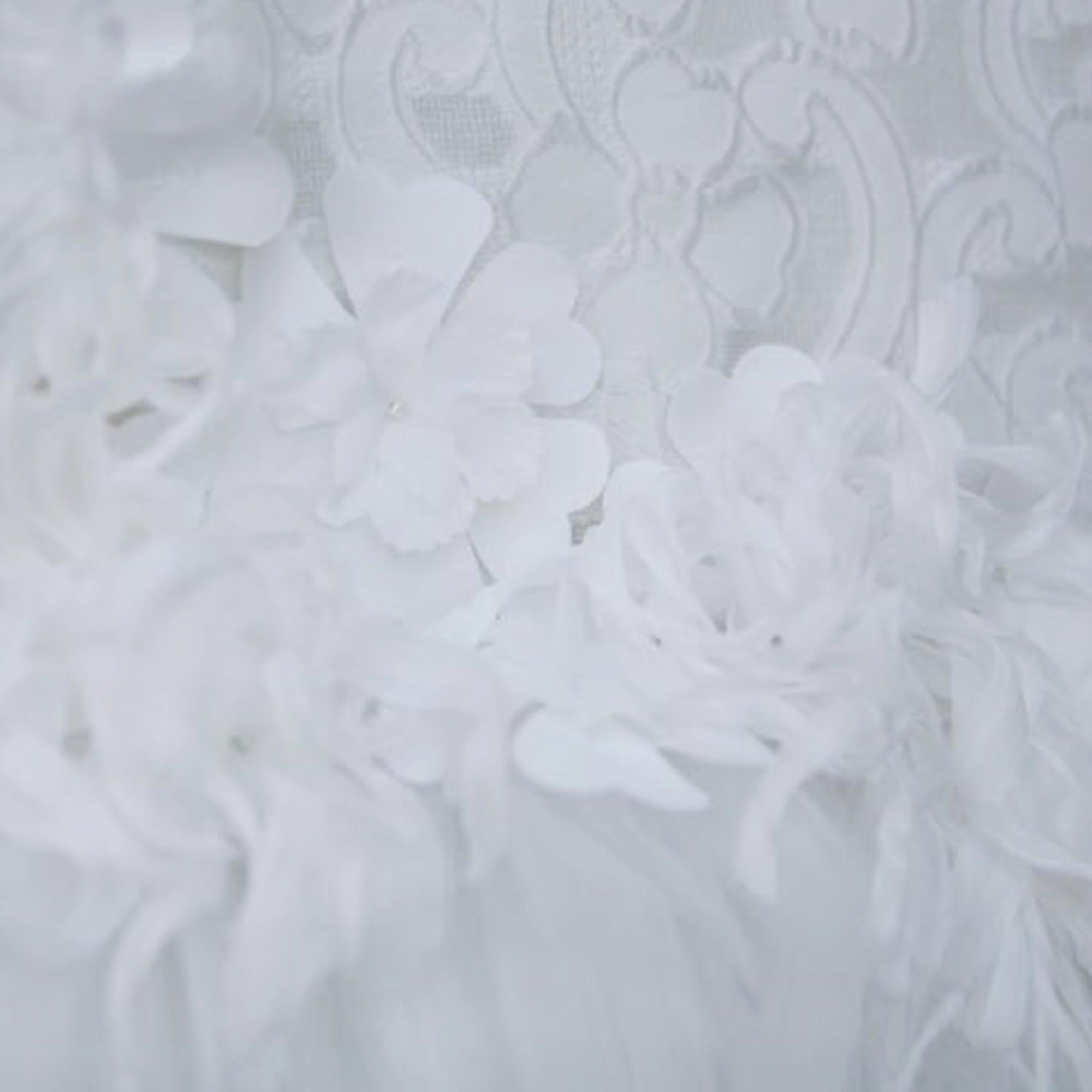 Girls White Patch  Trims Tullee Sleeveless Dress - CÉMAROSE | Children's Fashion Store - 3