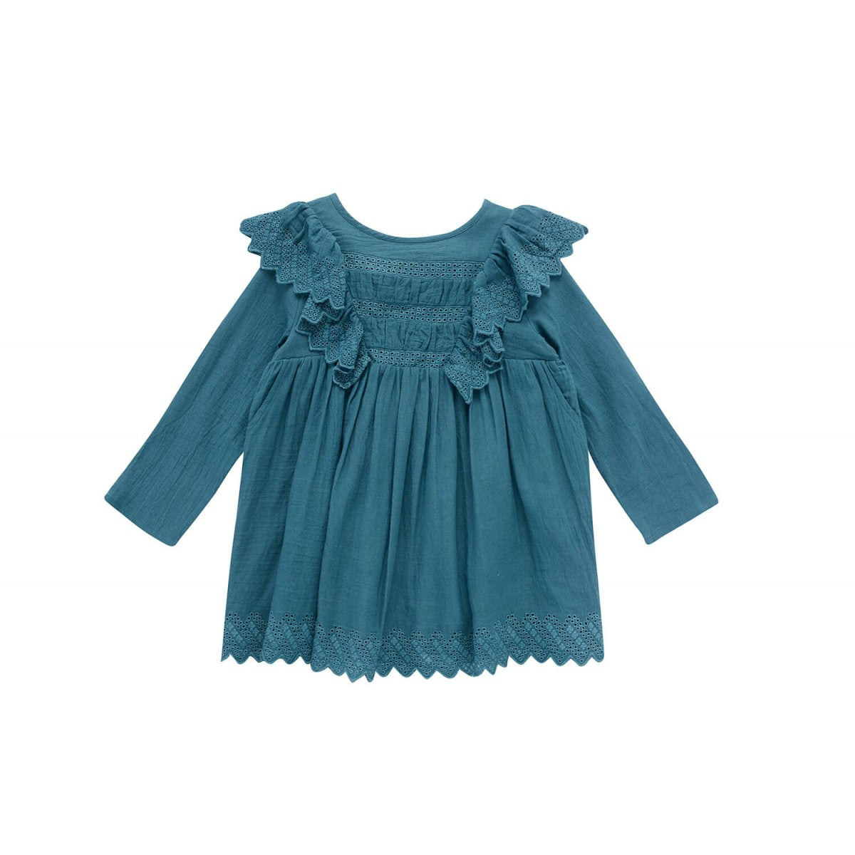 Girls Green Blue Cotton Dress