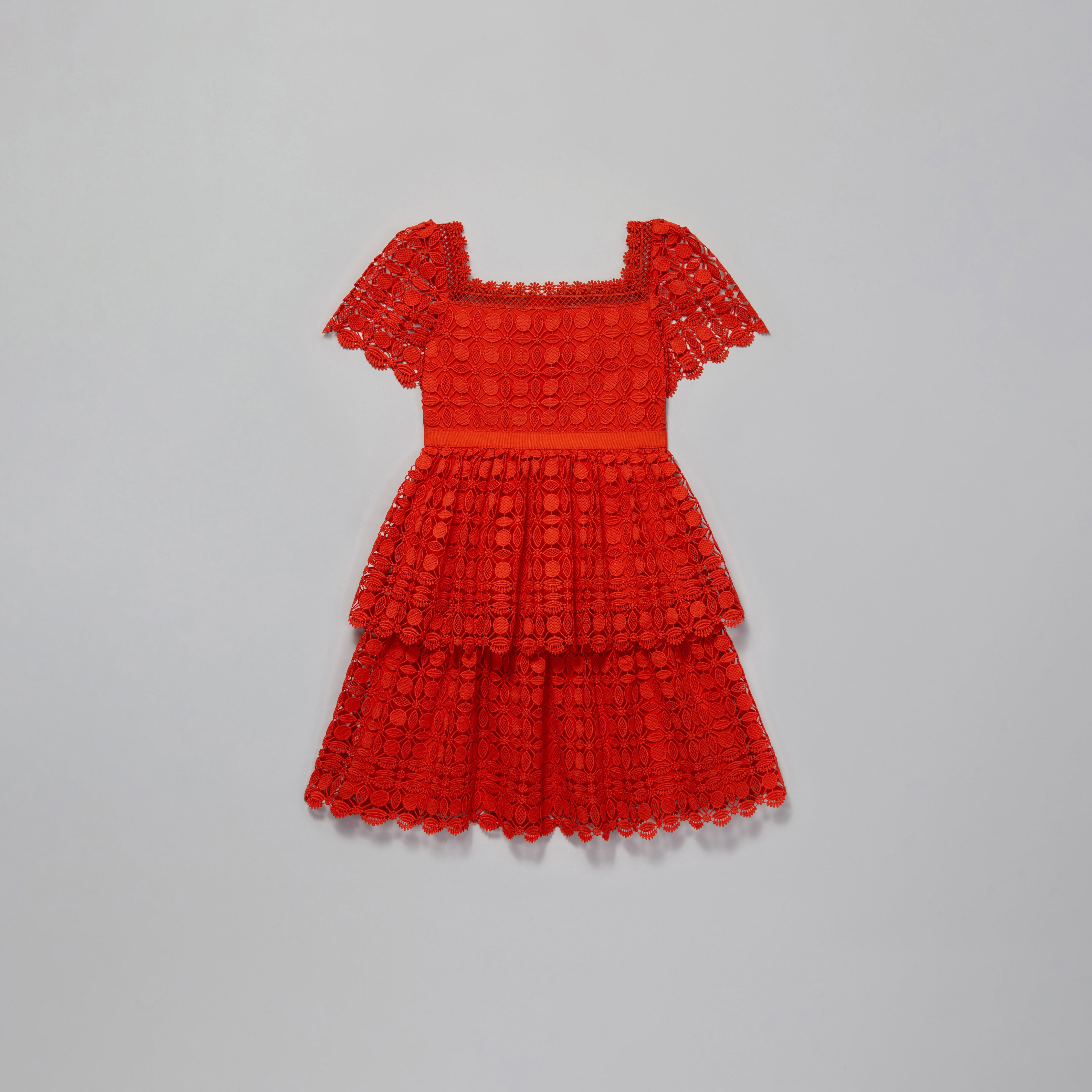 Girls Red Embroidered Dress