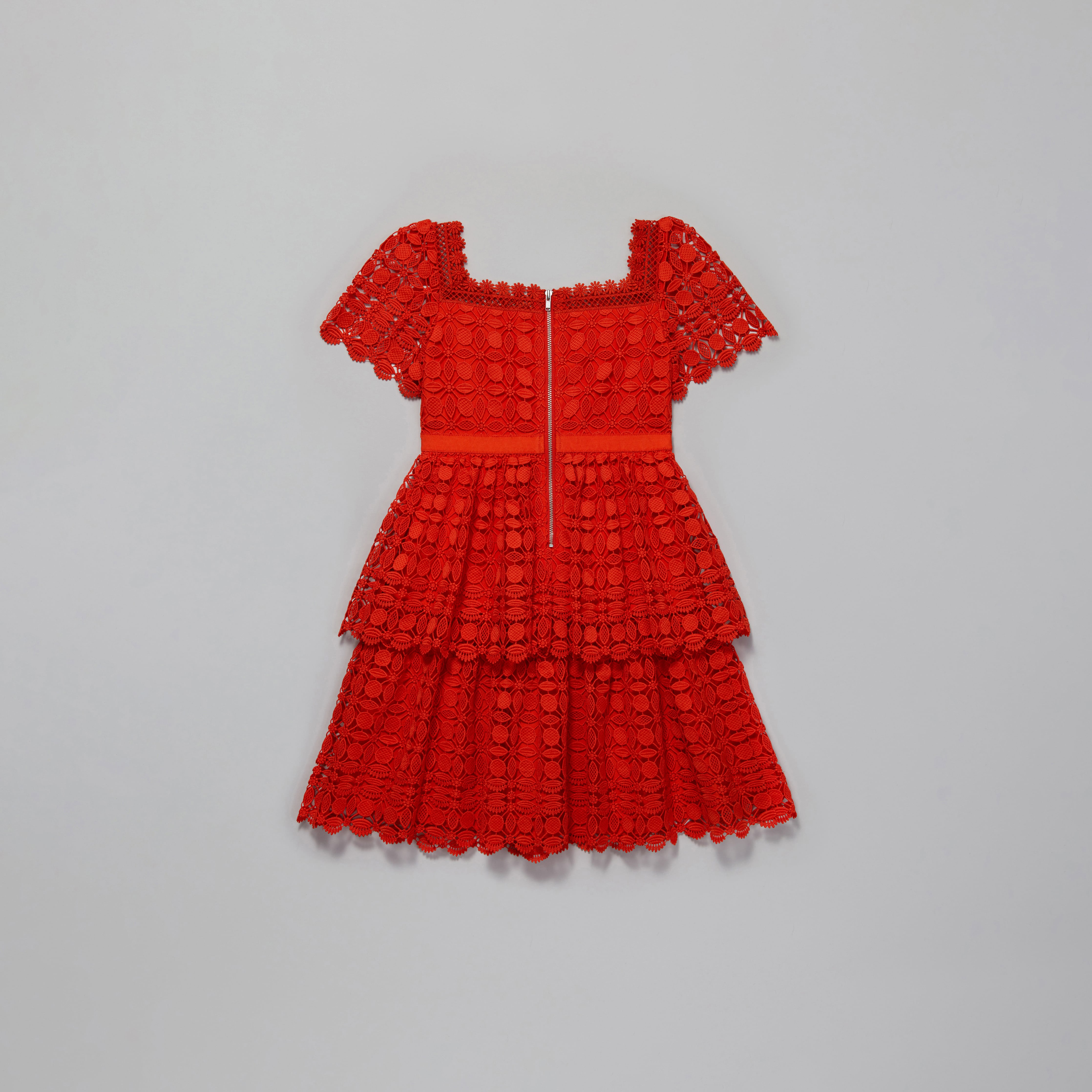 Girls Red Embroidered Dress