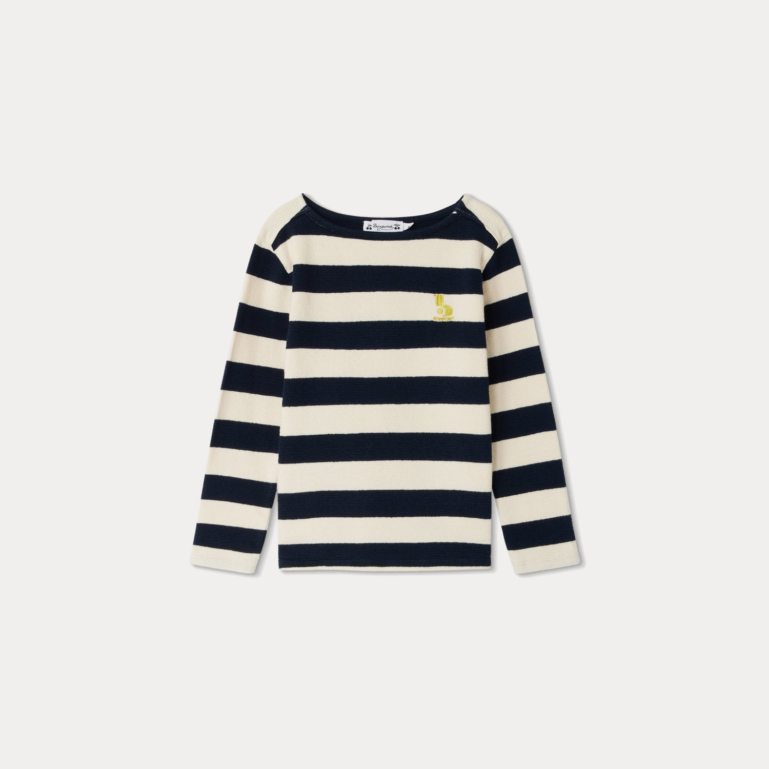 Boys Navy Stripes Cotton T-Shirt