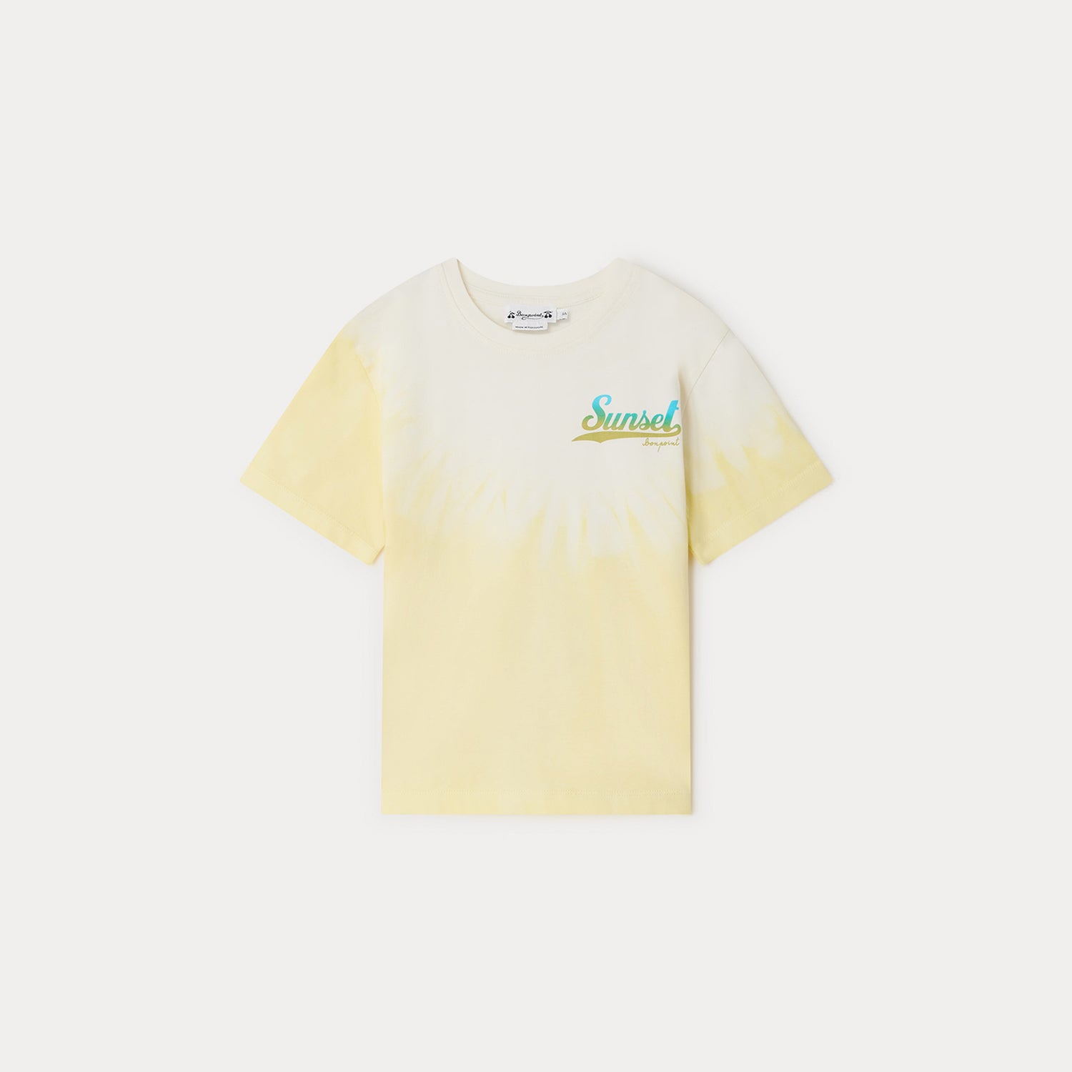 Boys Light Yellow Logo Cotton T-Shirt