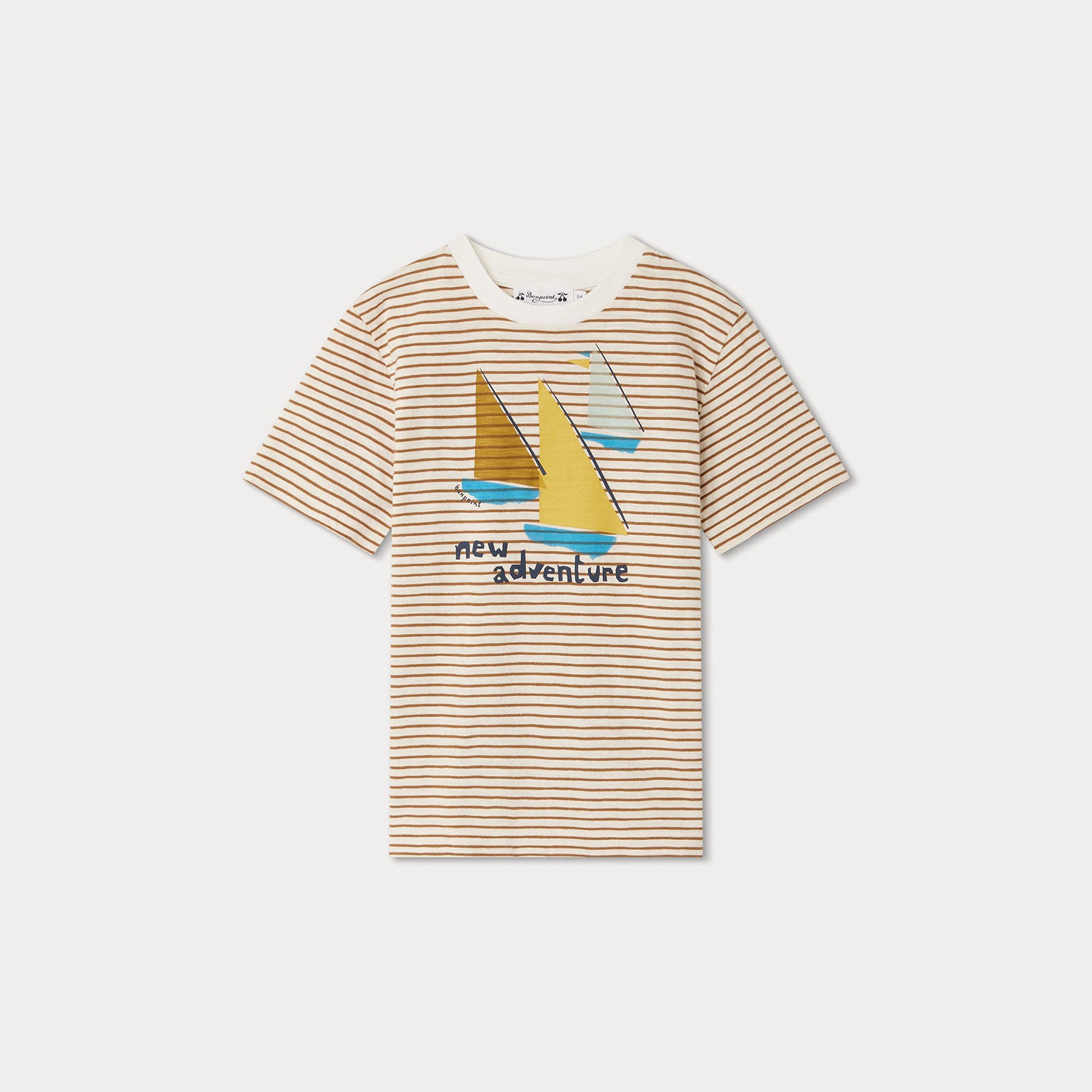 Boys Caramel Stripes Cotton T-Shirt