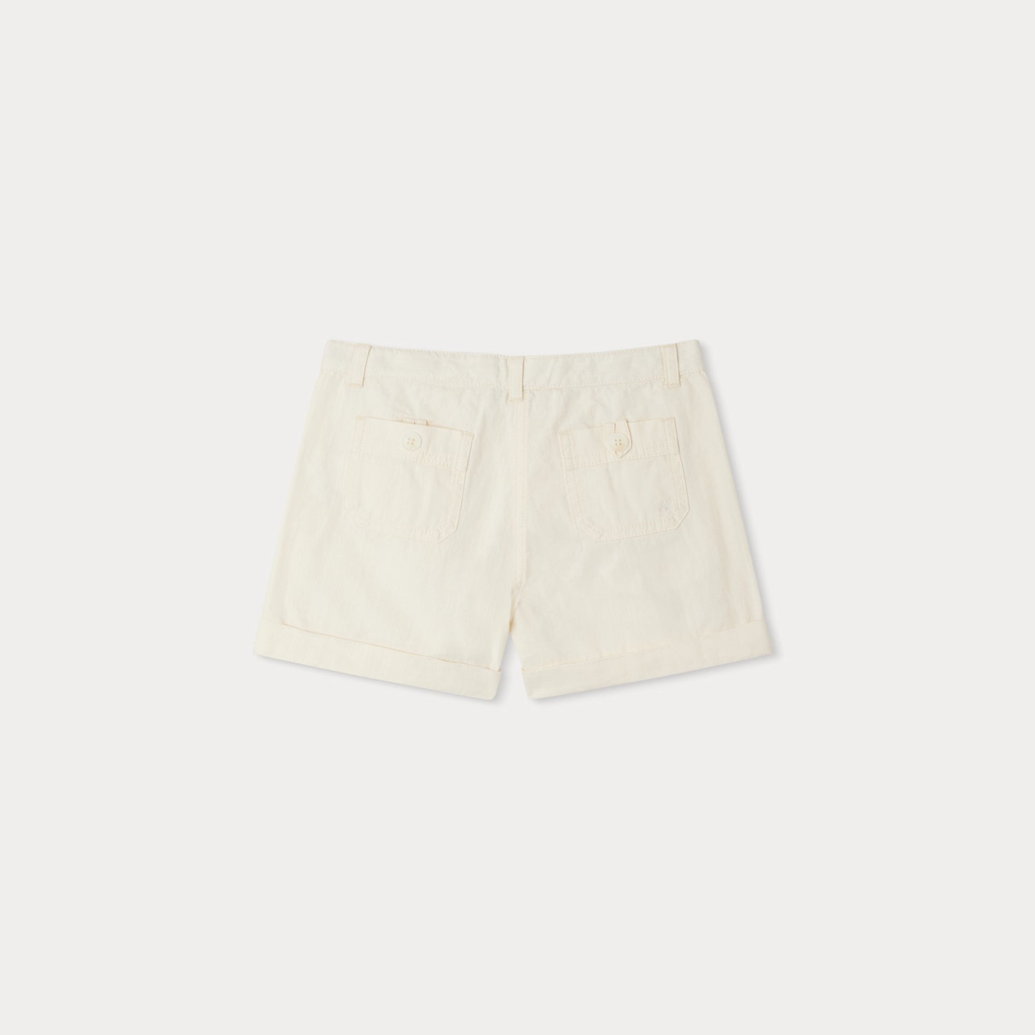 Girls White Cotton Shorts