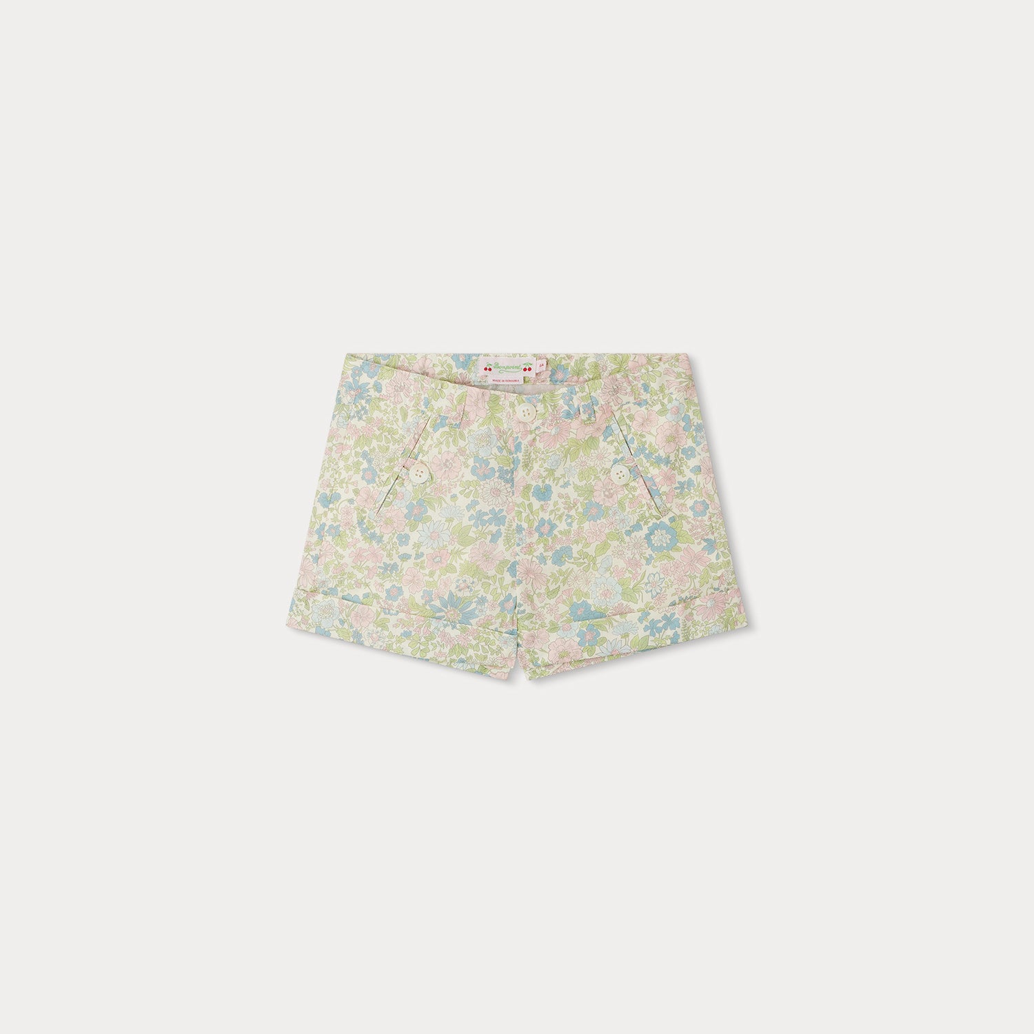 Girls Multicolor Flower Cotton Shorts