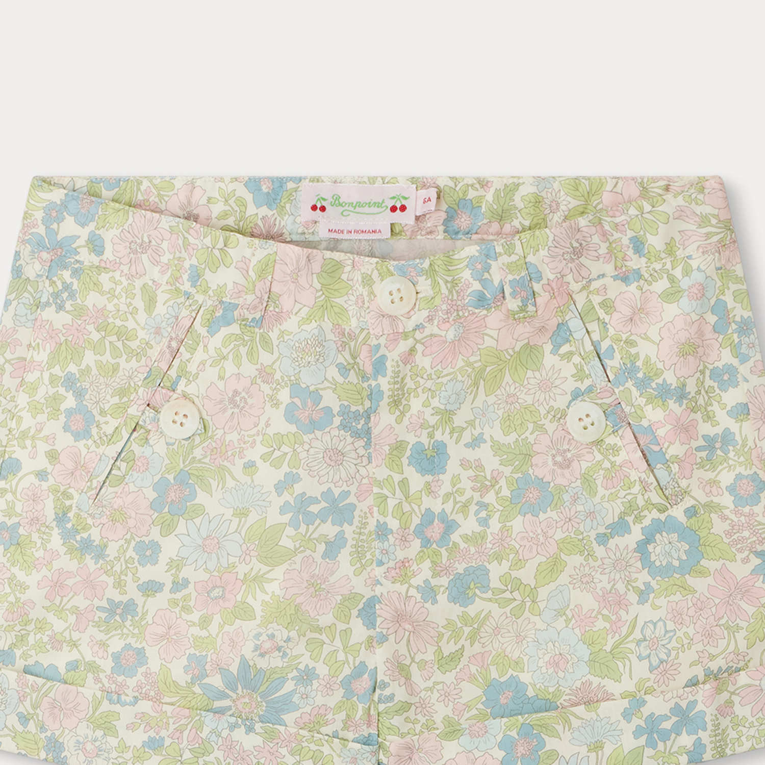 Girls Multicolor Flower Cotton Shorts