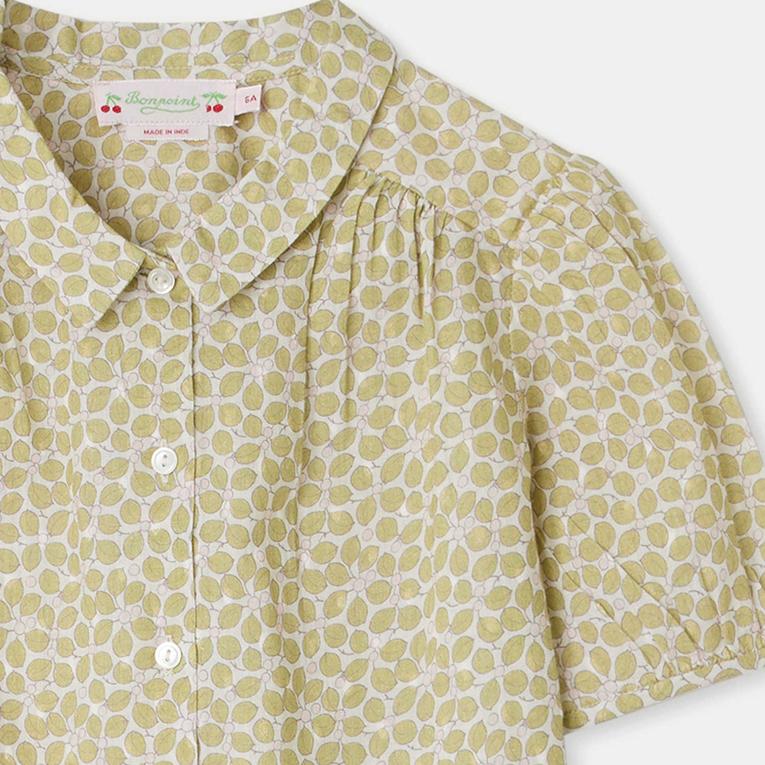 Girls Green Floral Cotton Shirt