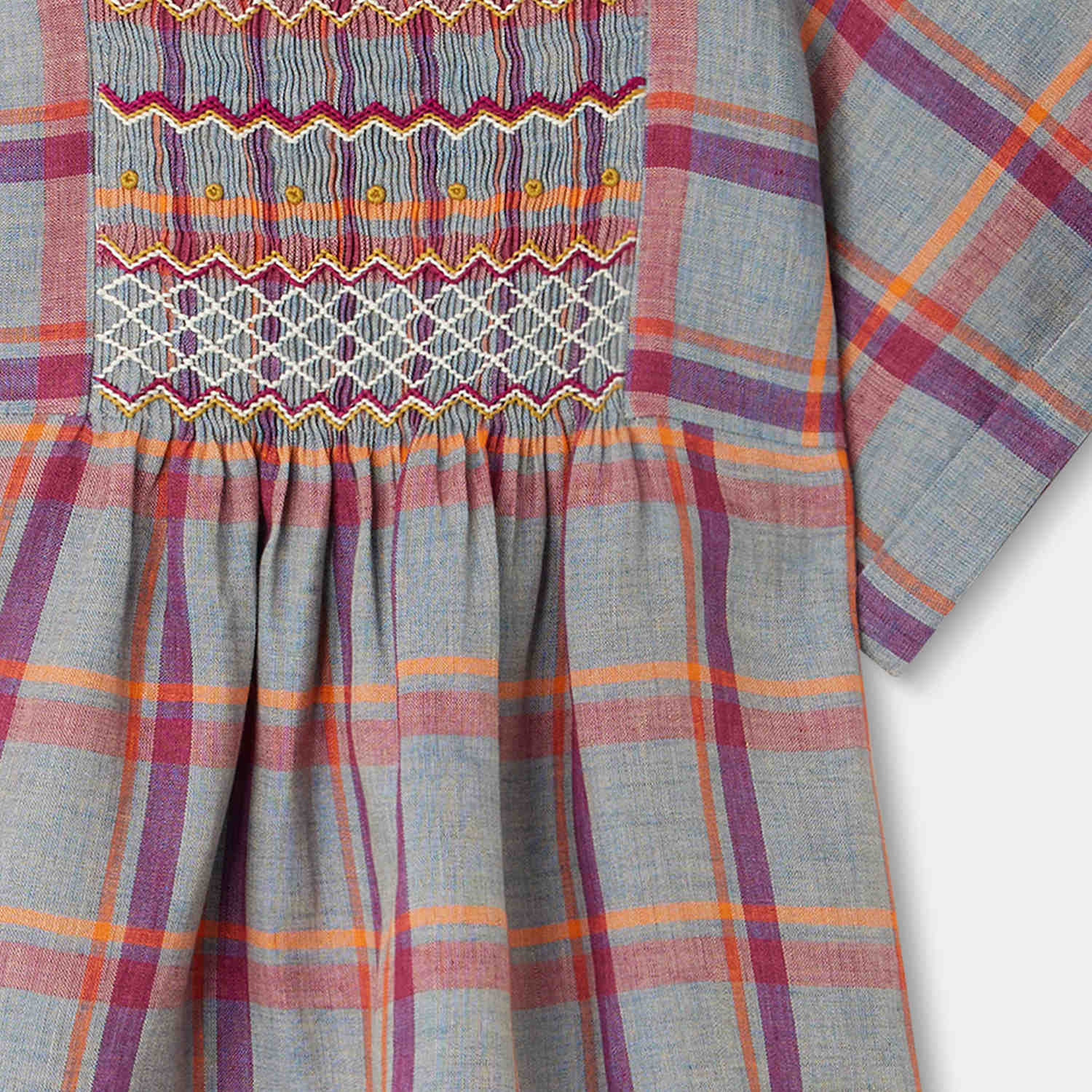 Girls Blue Grey Check Top