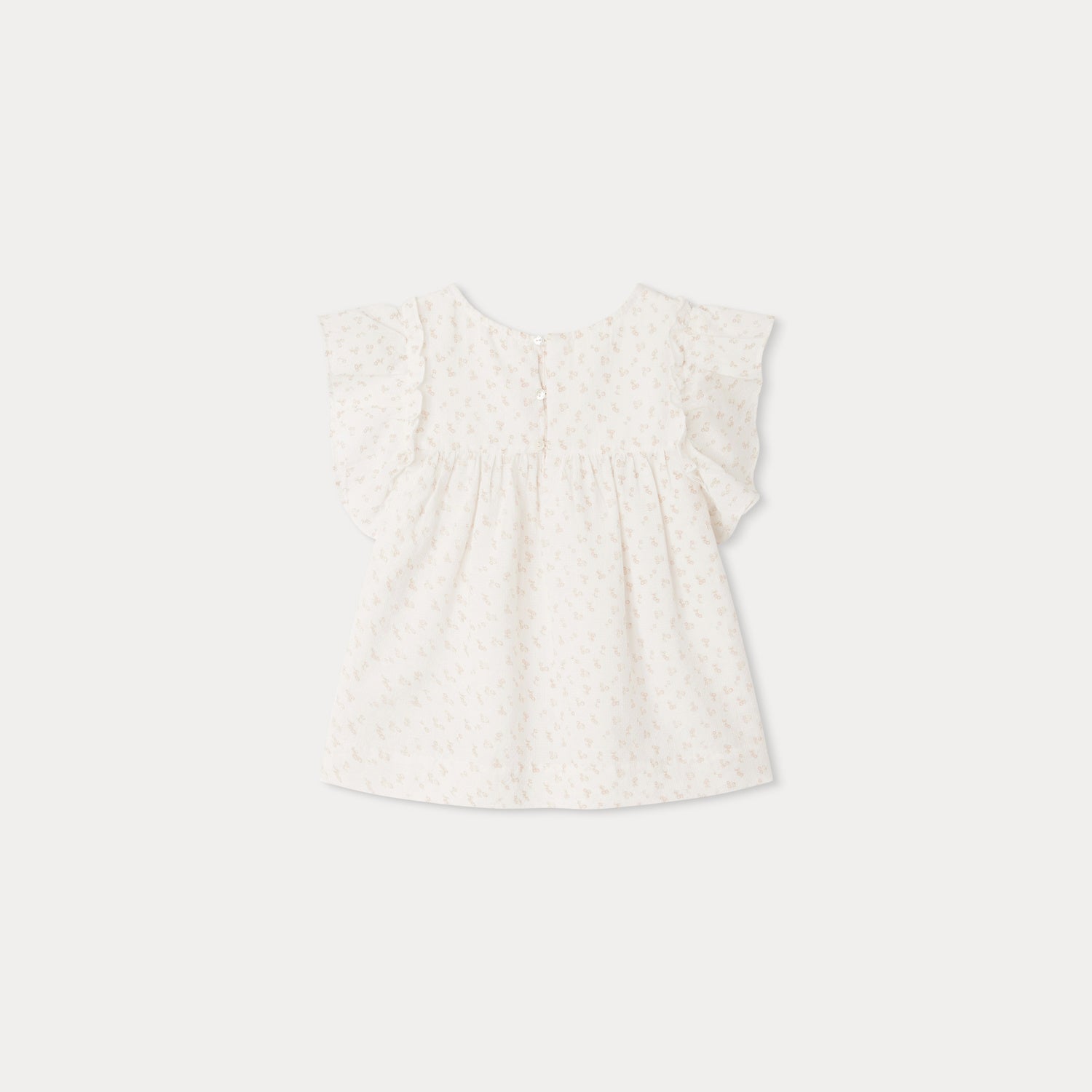 Girls White Printed Cotton Top