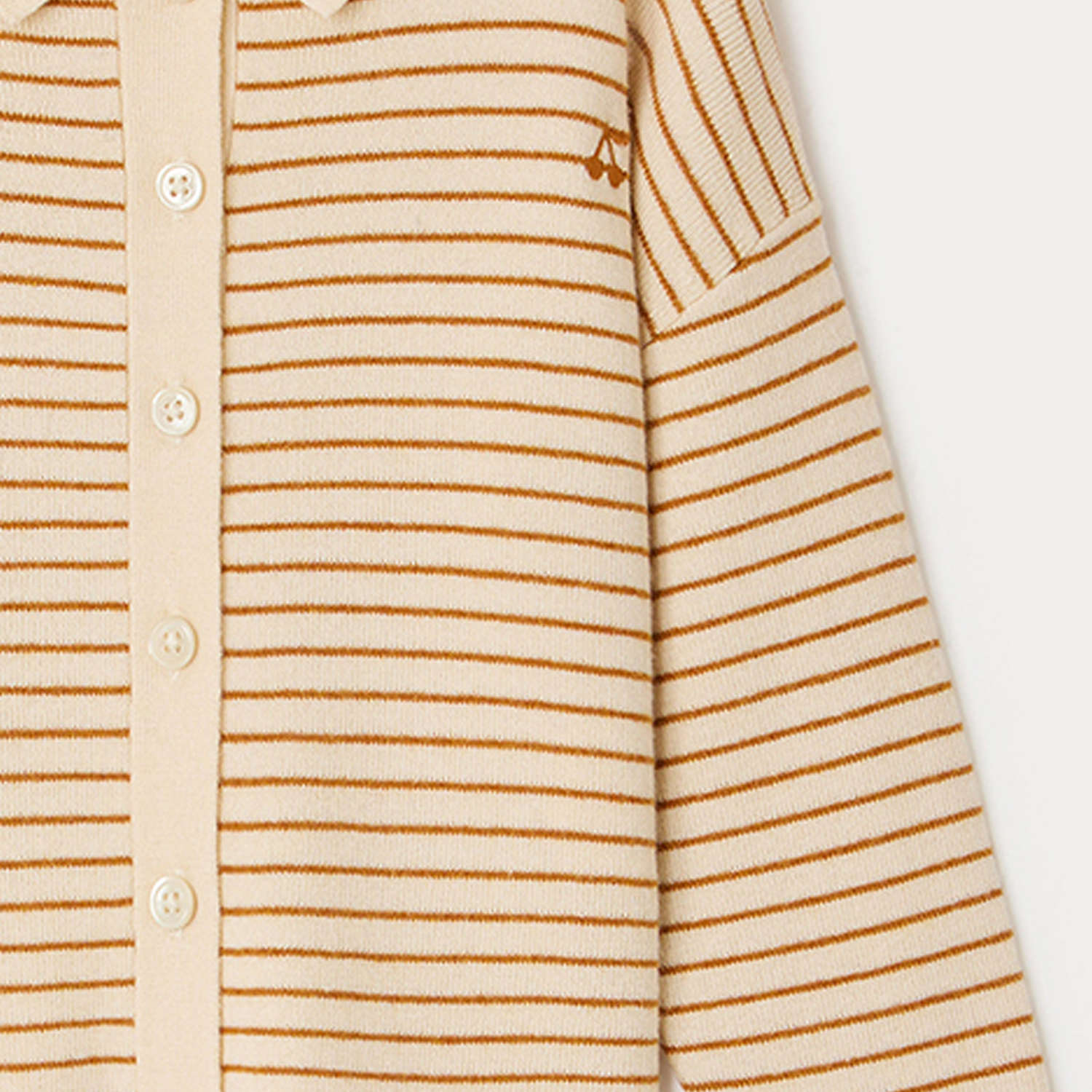 Girls Beige Stripes Wool Cardigan