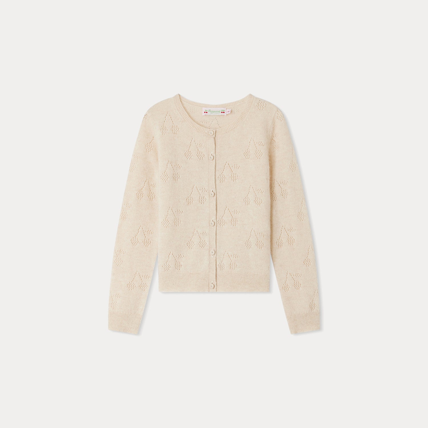 Girls Beige Logo Cashmere Cardigan