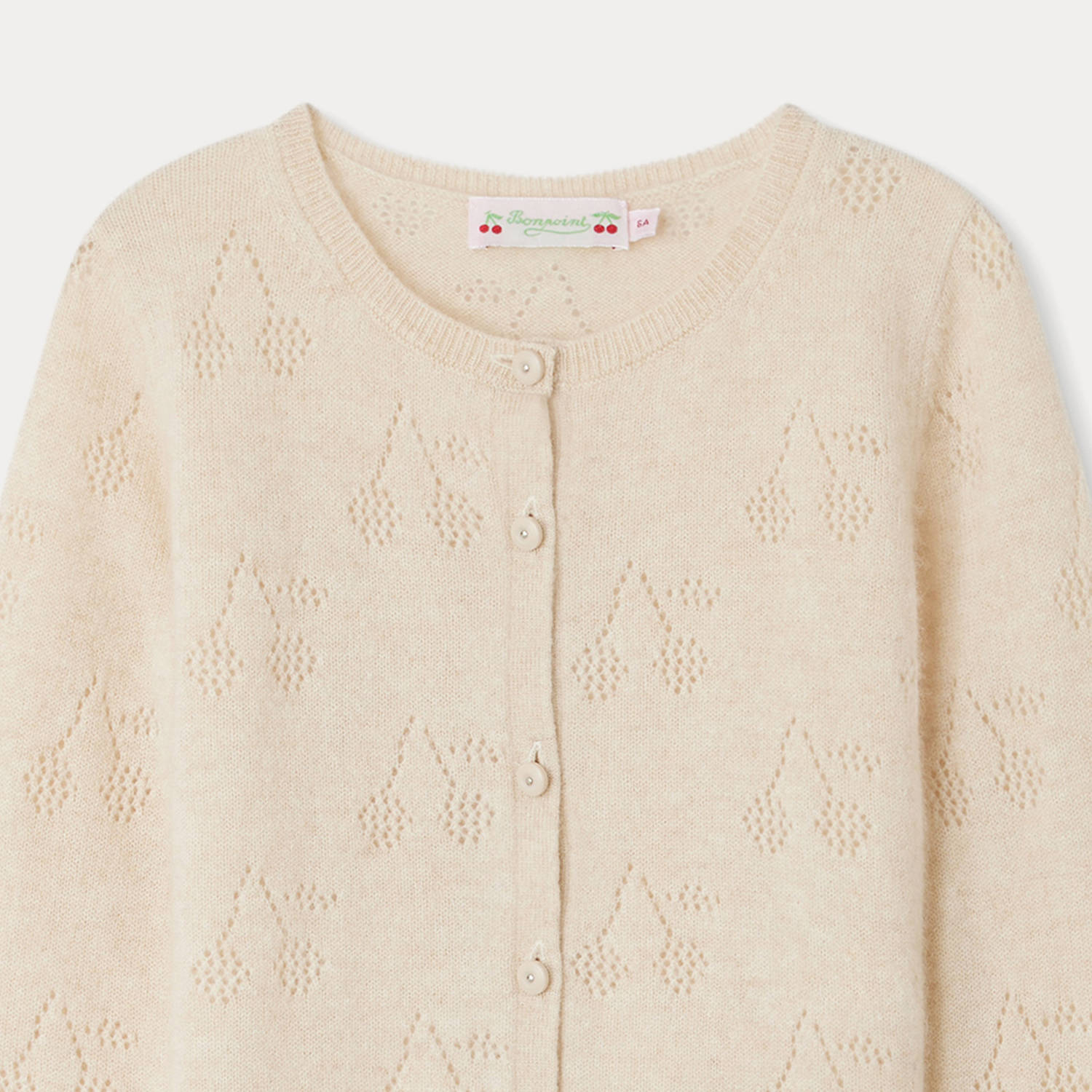 Girls Beige Logo Cashmere Cardigan