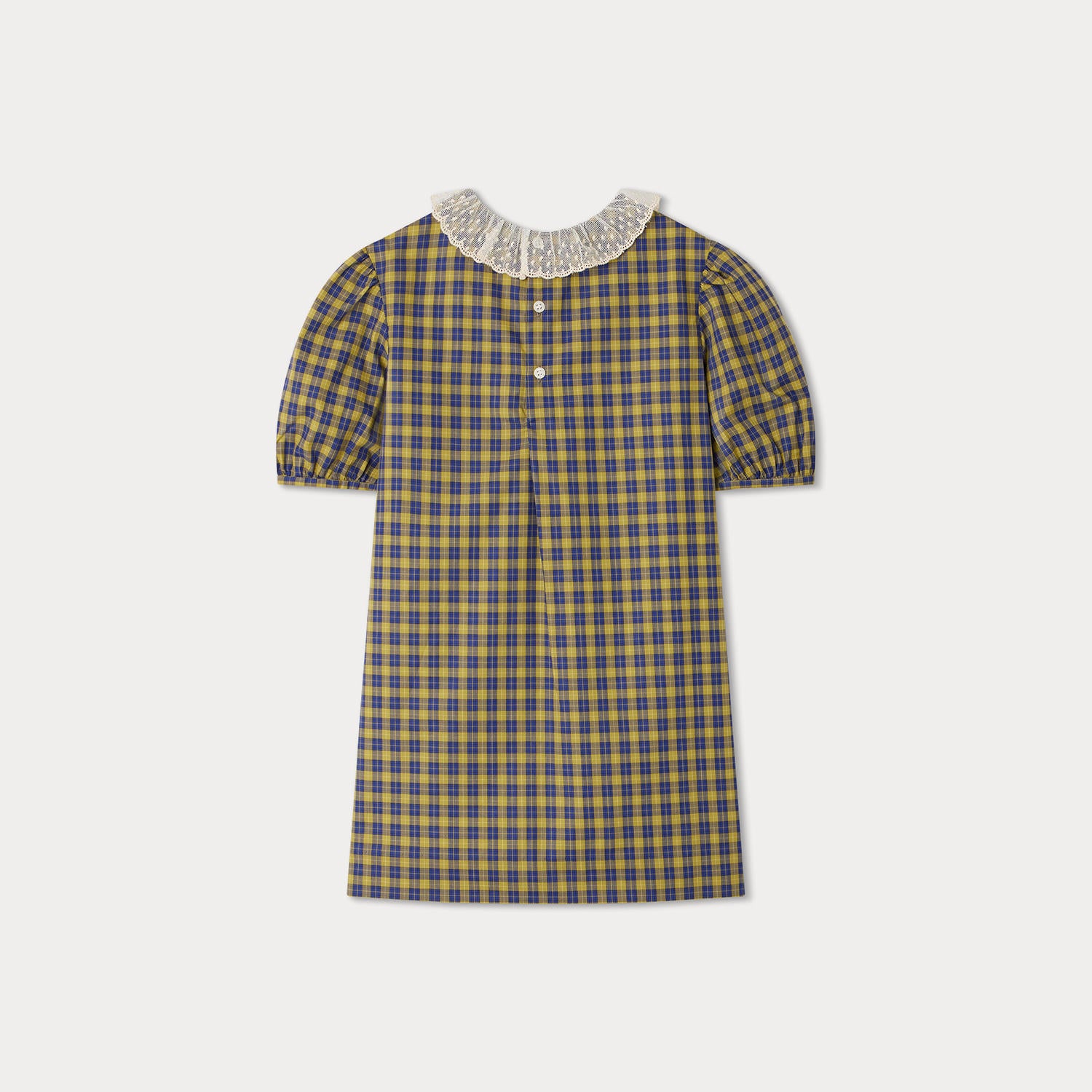 Girls Yellow Check Cotton Dress