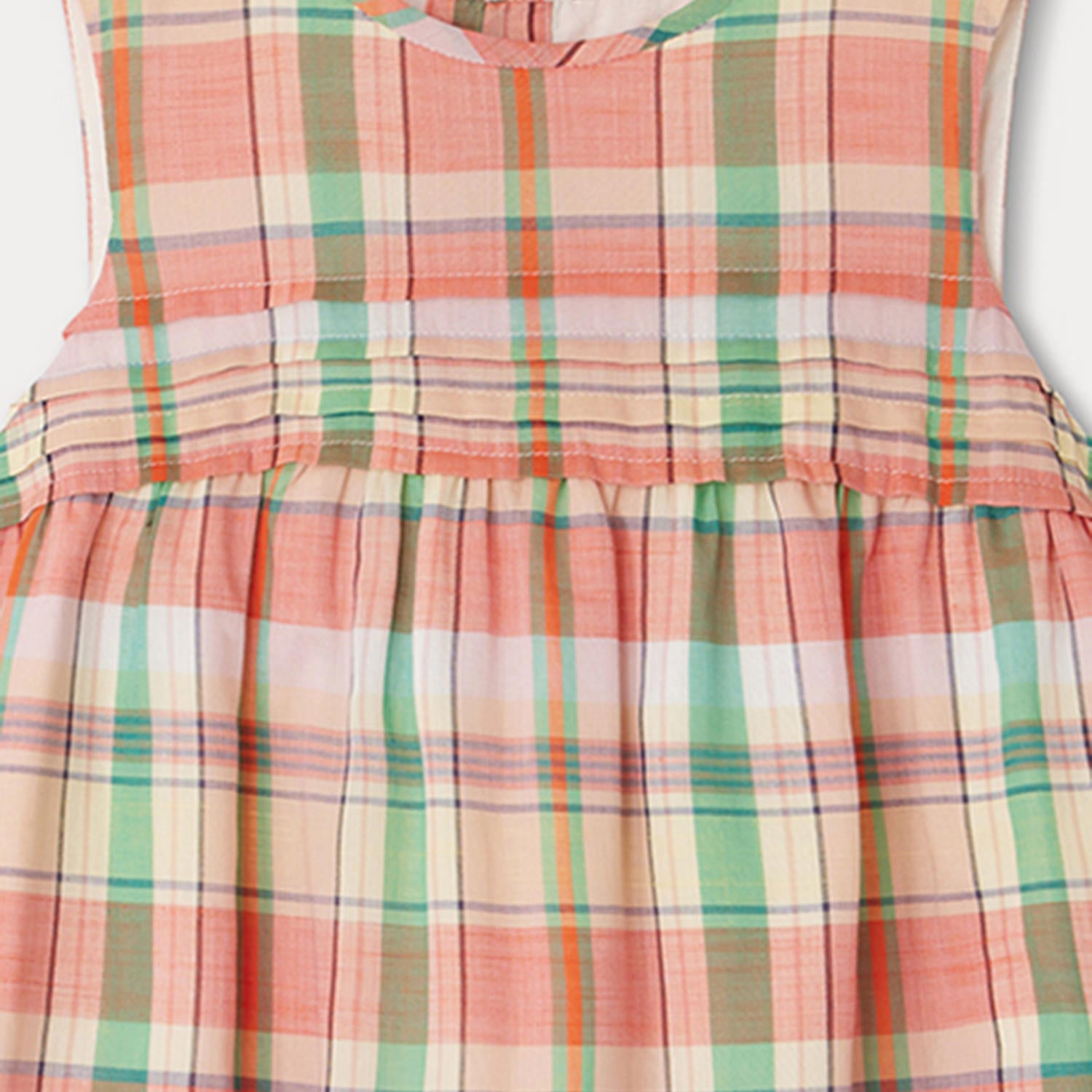 Girls Pink Check Cotton Dress
