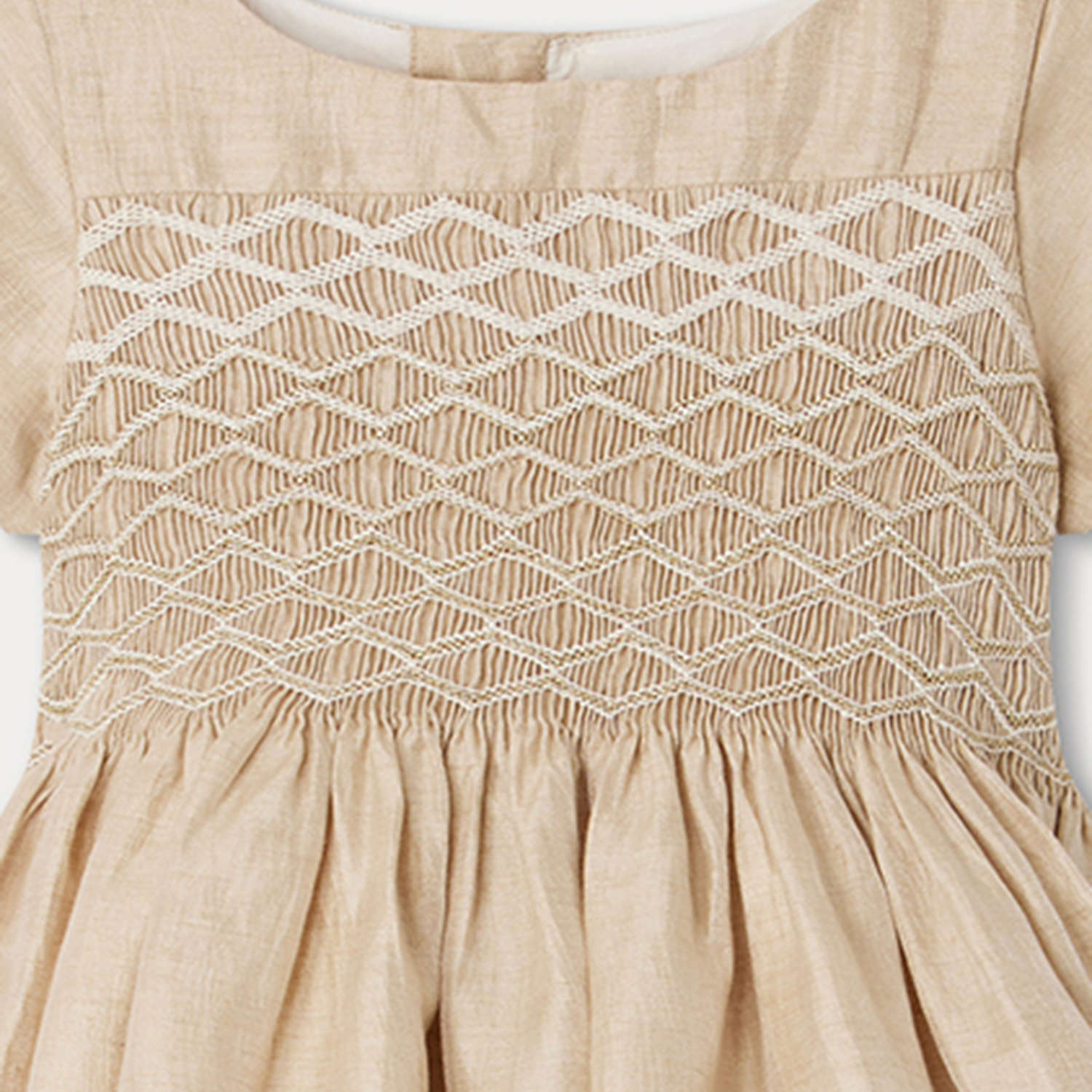 Girls Champagne Linen Dress