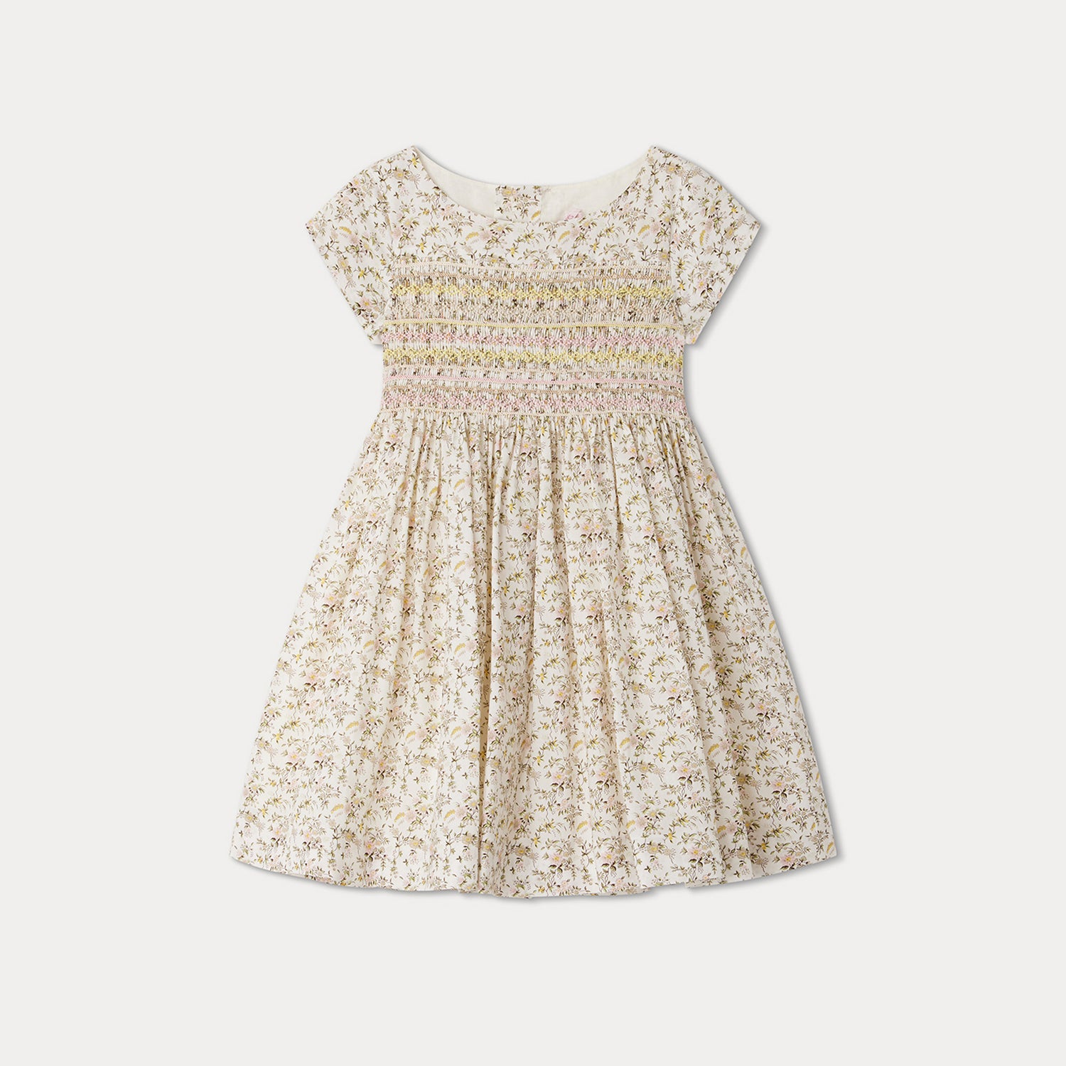 Girls White Floral Cotton Dress
