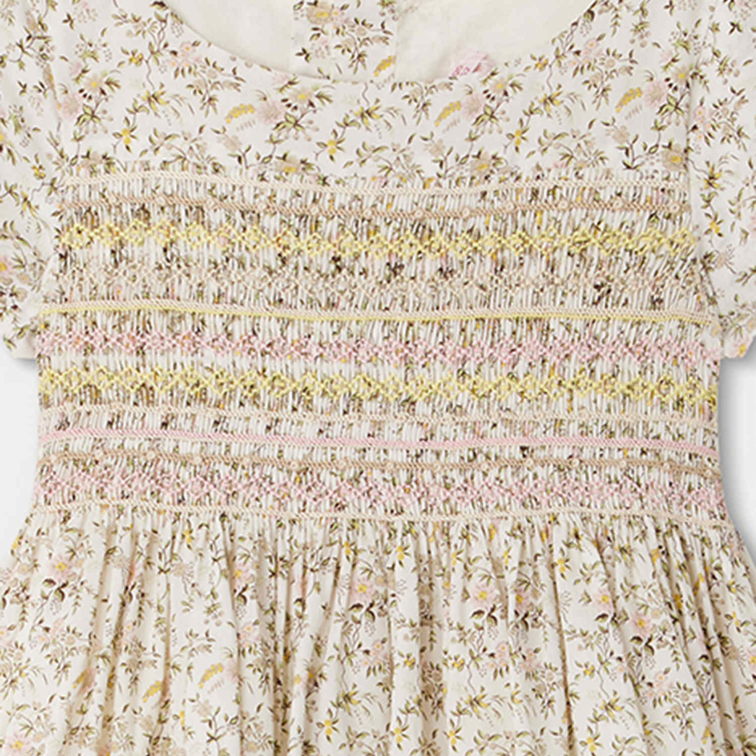 Girls White Floral Cotton Dress