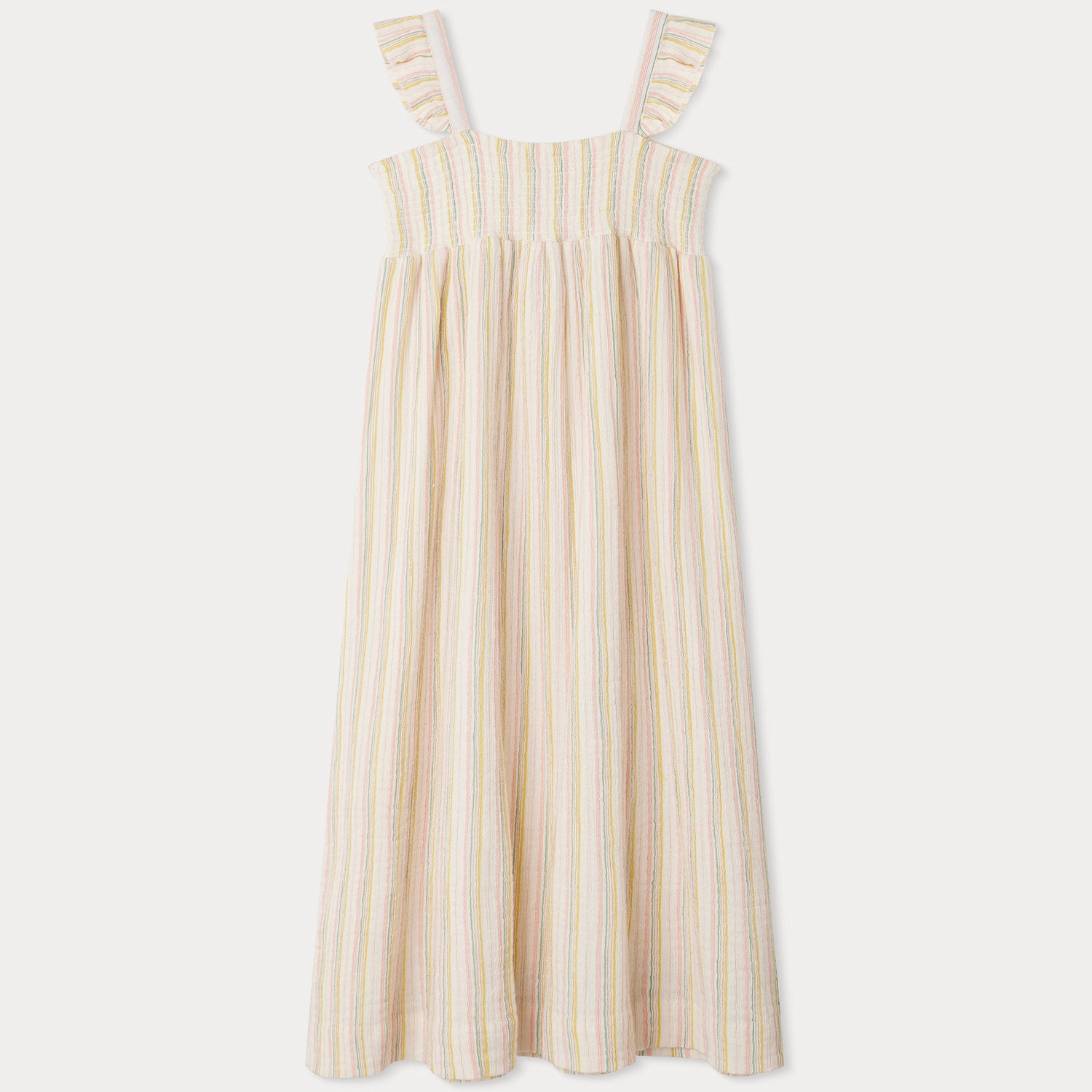 Girls Multicolor Stripes Cotton Dress
