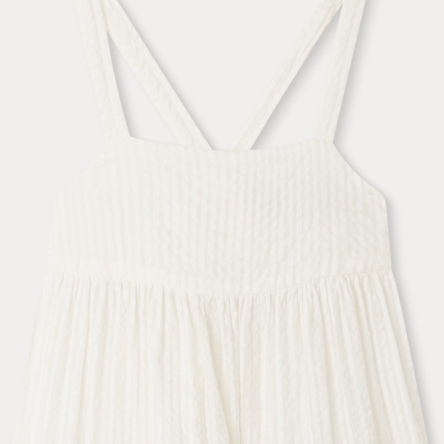 Girls White Cotton Strap Dress