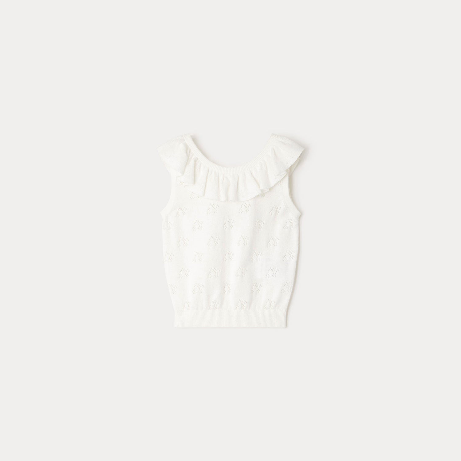 Girls White Logo Ruffler Knit Vest