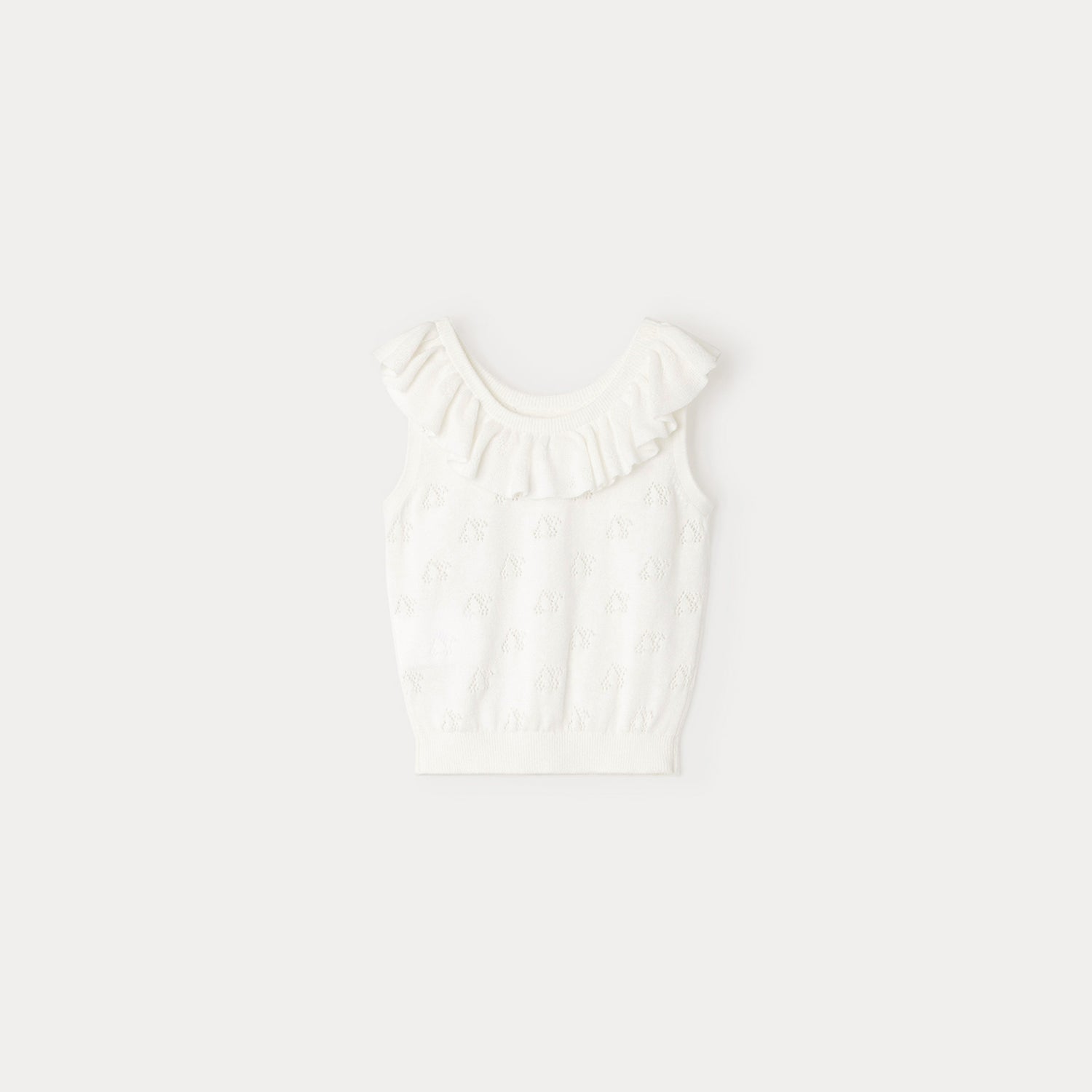 Girls White Logo Ruffler Knit Vest